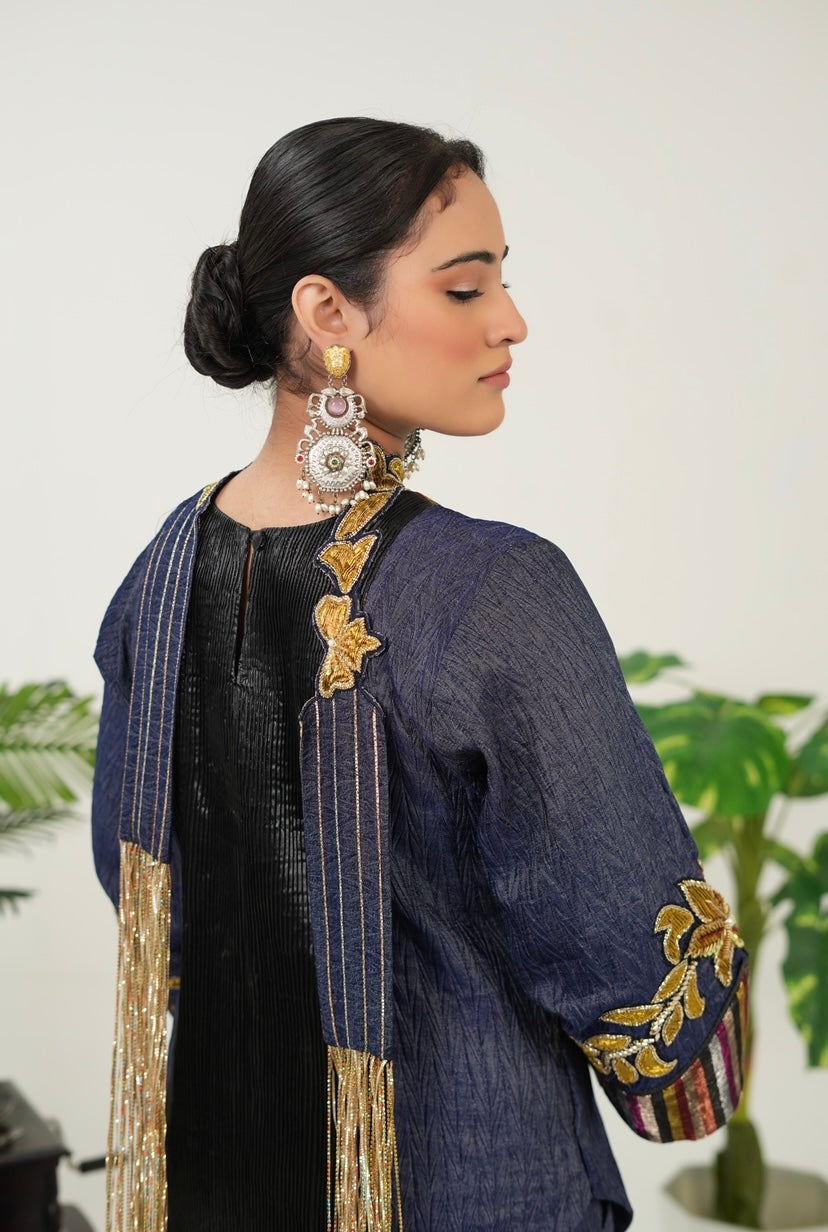 Neel Zari Kurta set in Blue