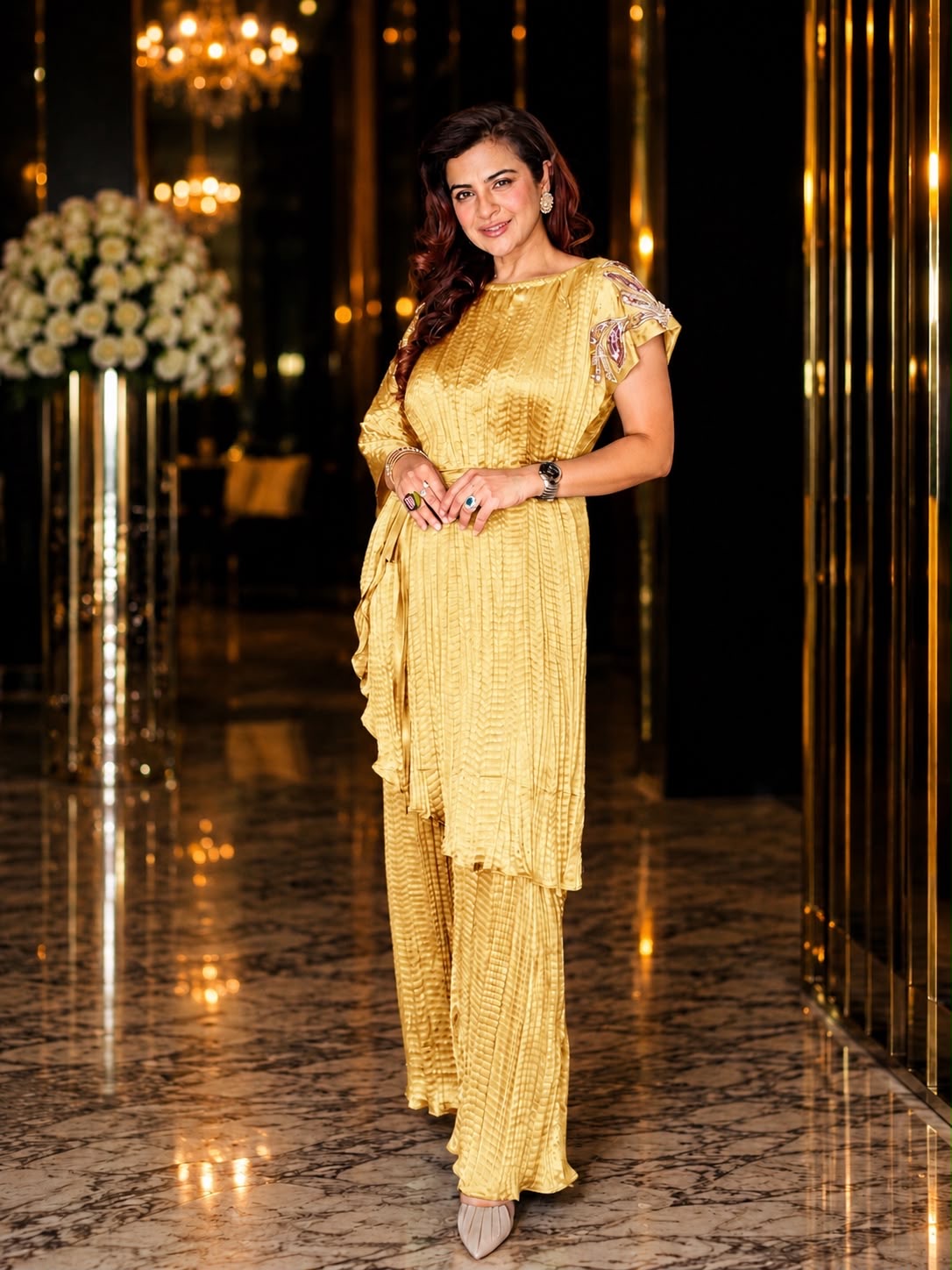 Dripping Gold Embroidered Pants set