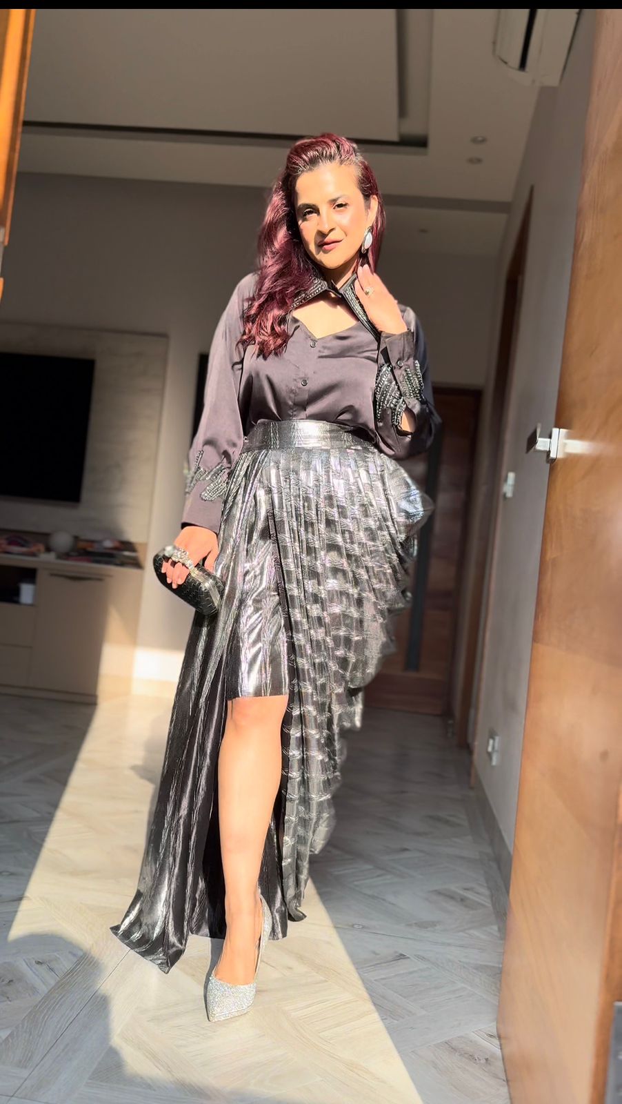 Twilight Shirt with Silver Foil Coul Skirt
