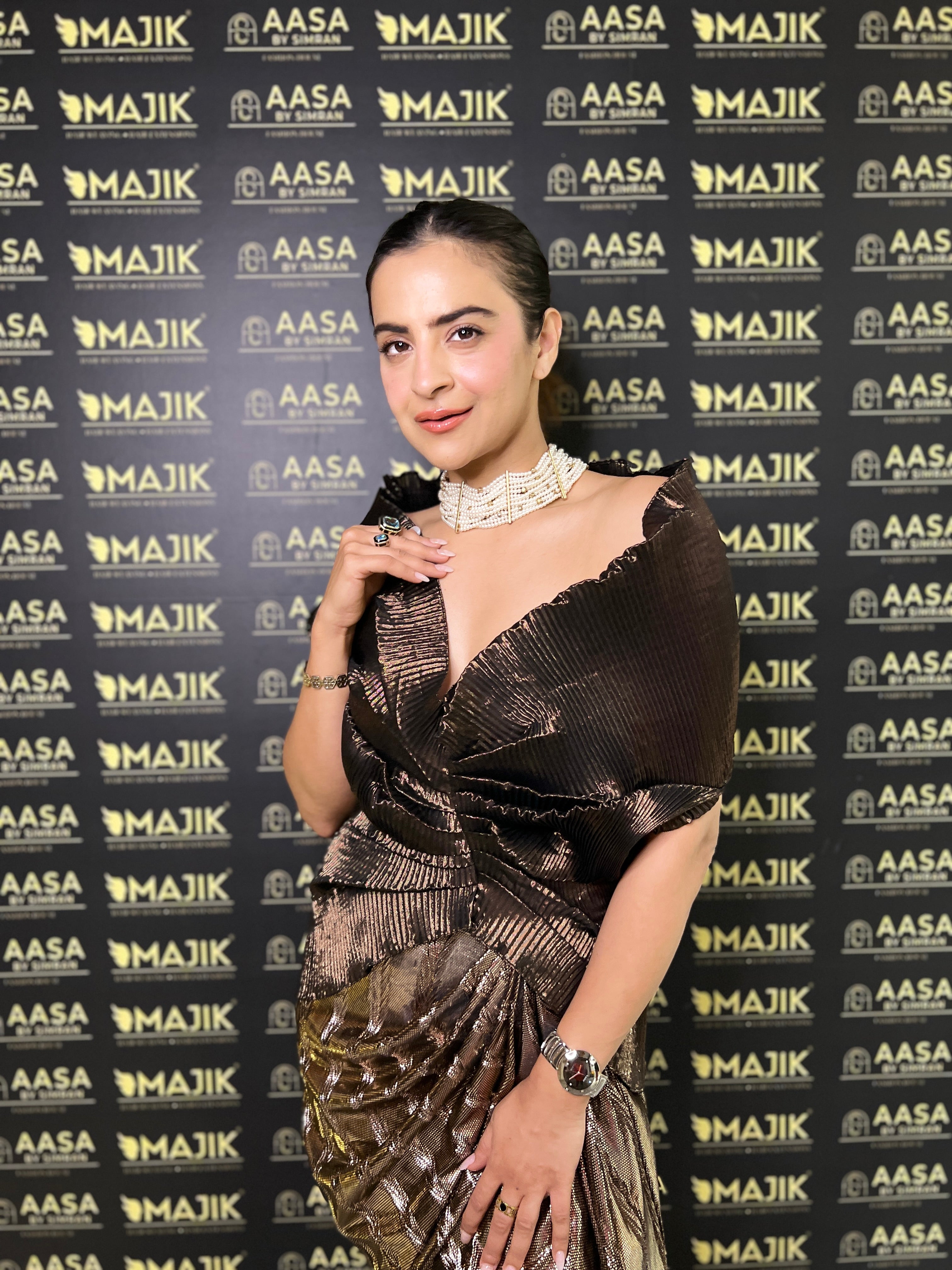 Copper glaze multi drape skirt set