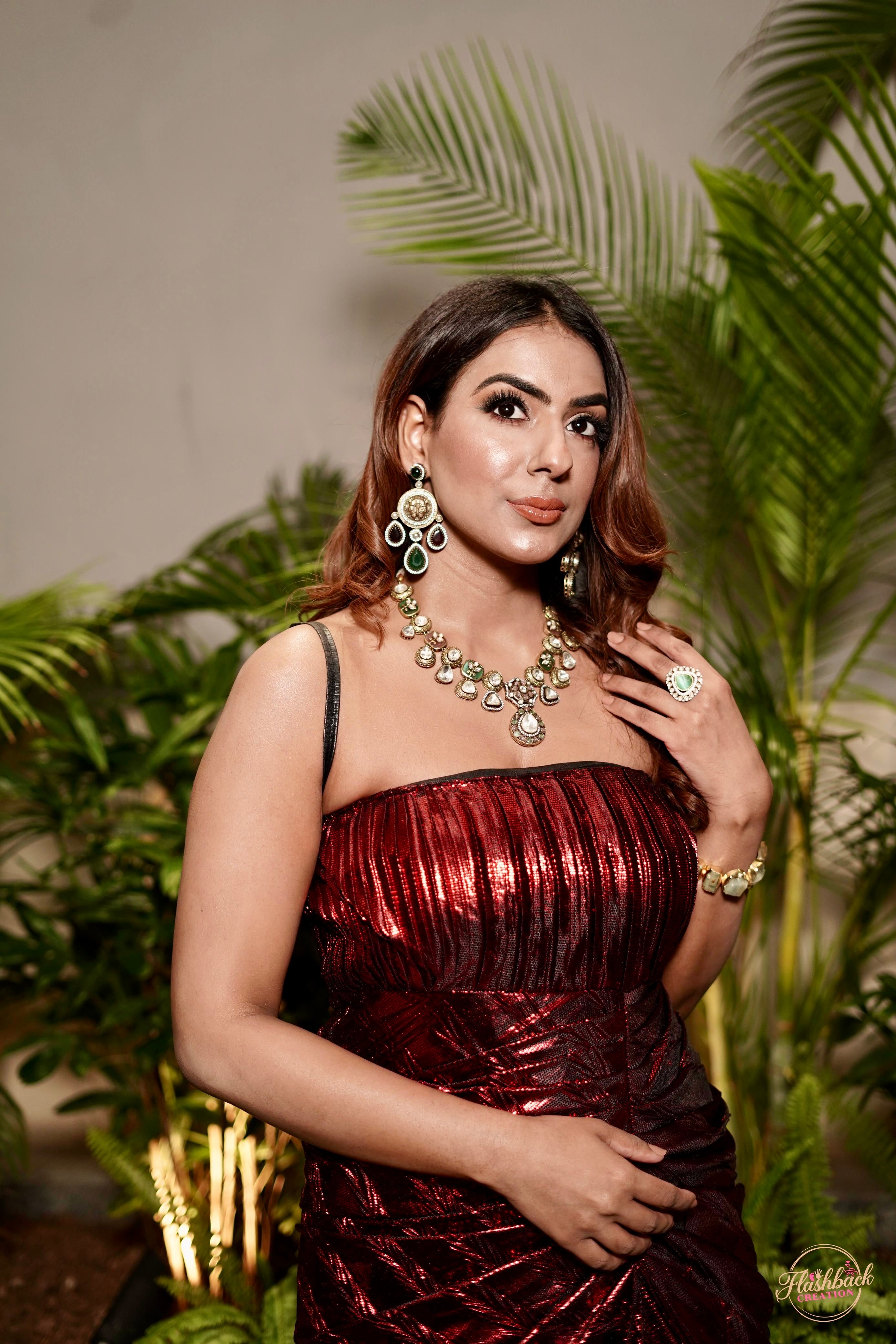 Venetian Red drape tube gown