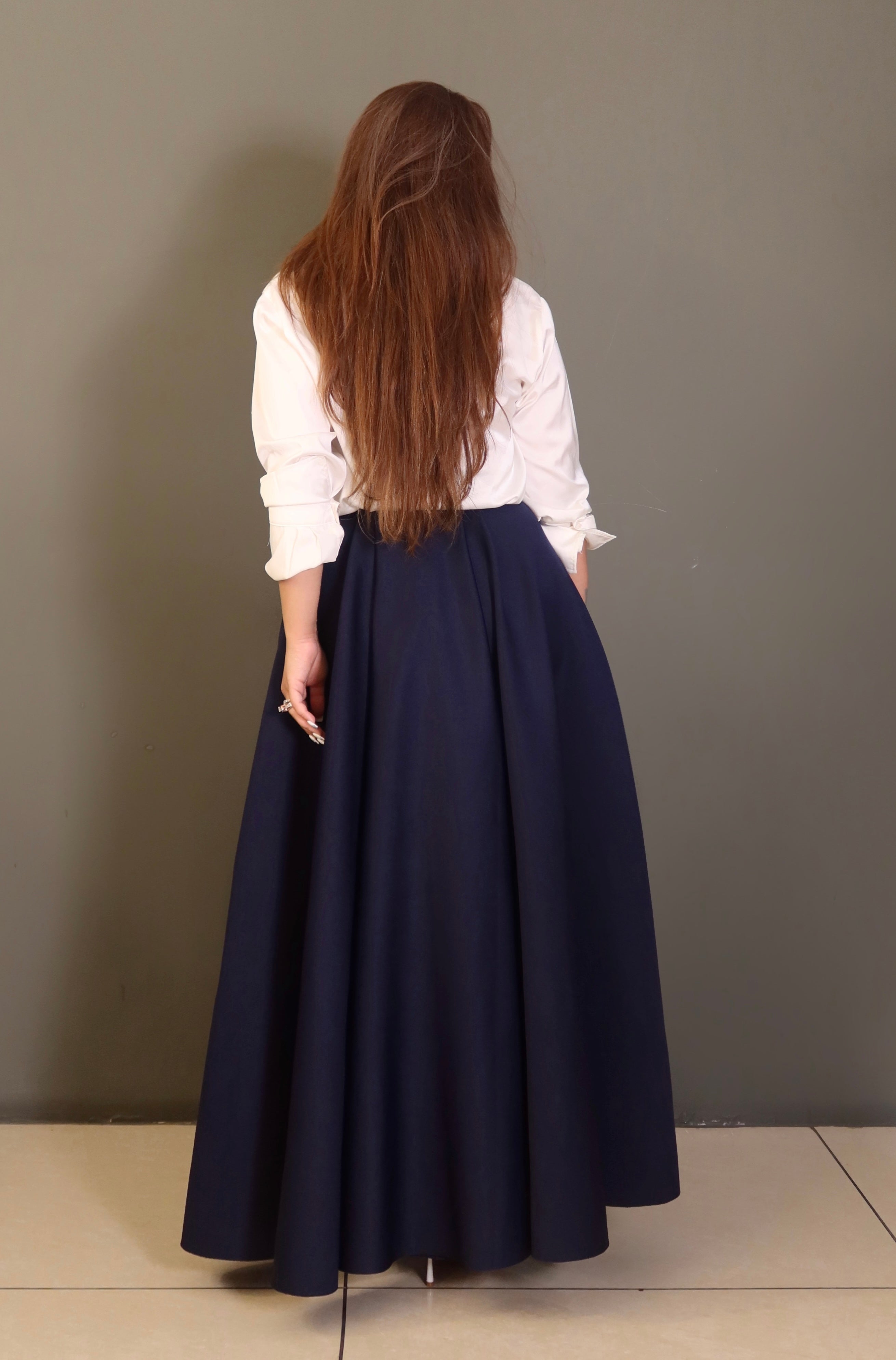 Hi-Low Skirt in Navy Blue