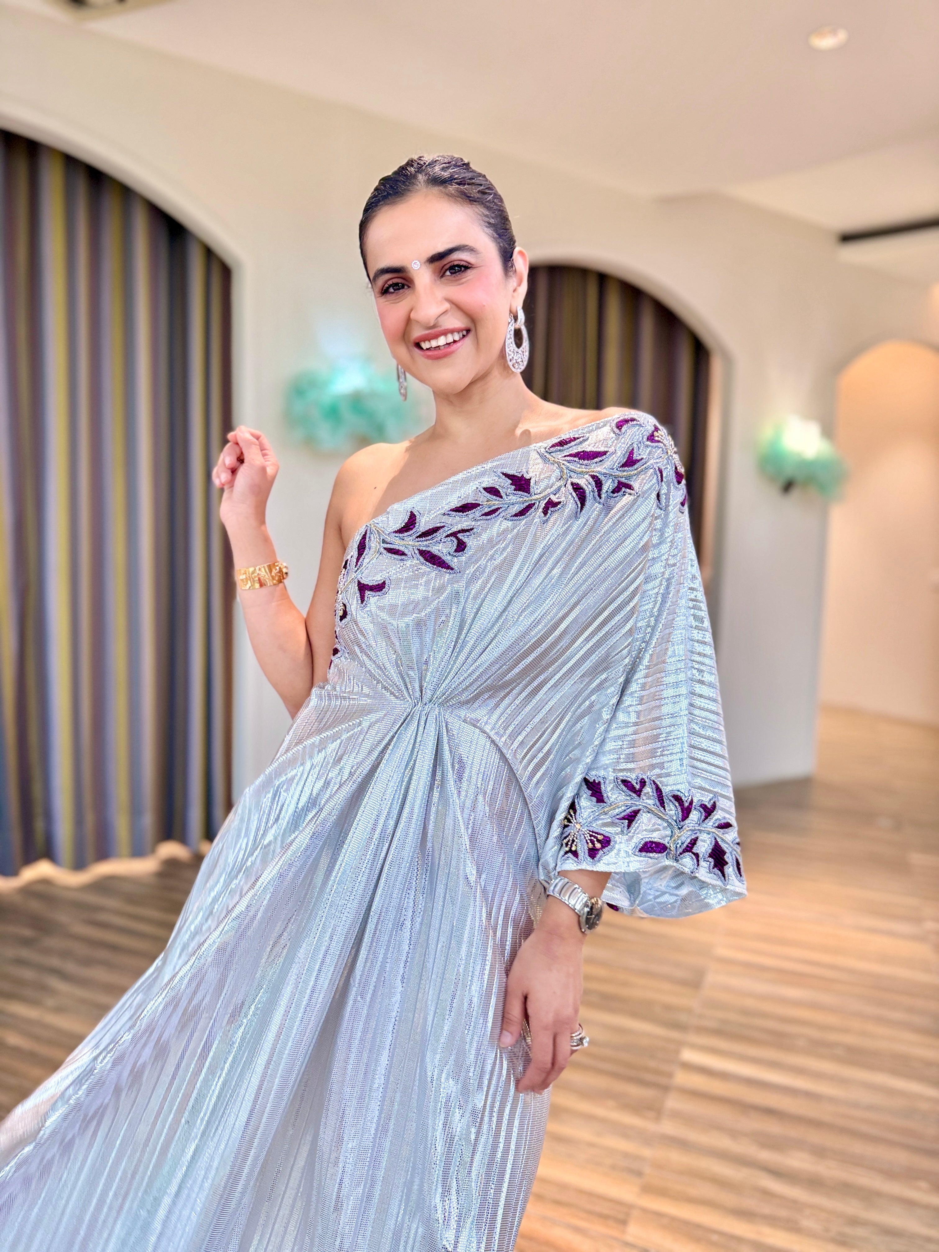Pearl white drape kaftan