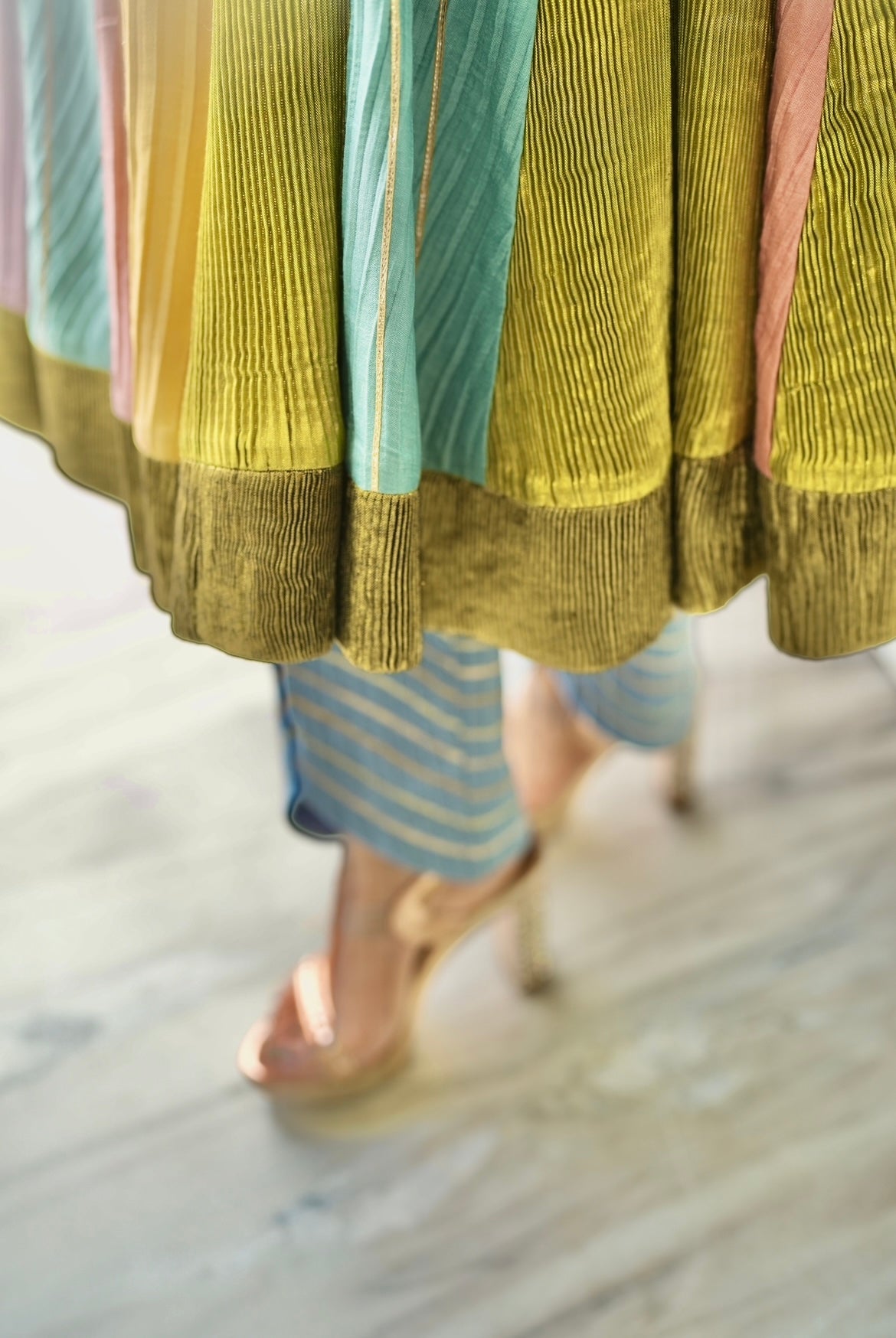 Denim multicolor Anarkali set