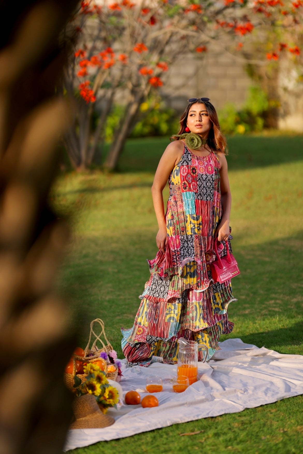 Indie masala Long ruffle layer dress
