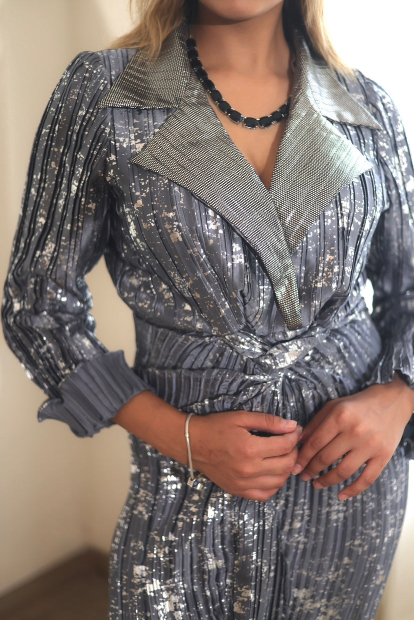 Smoked Silver Knot Dress in Grey