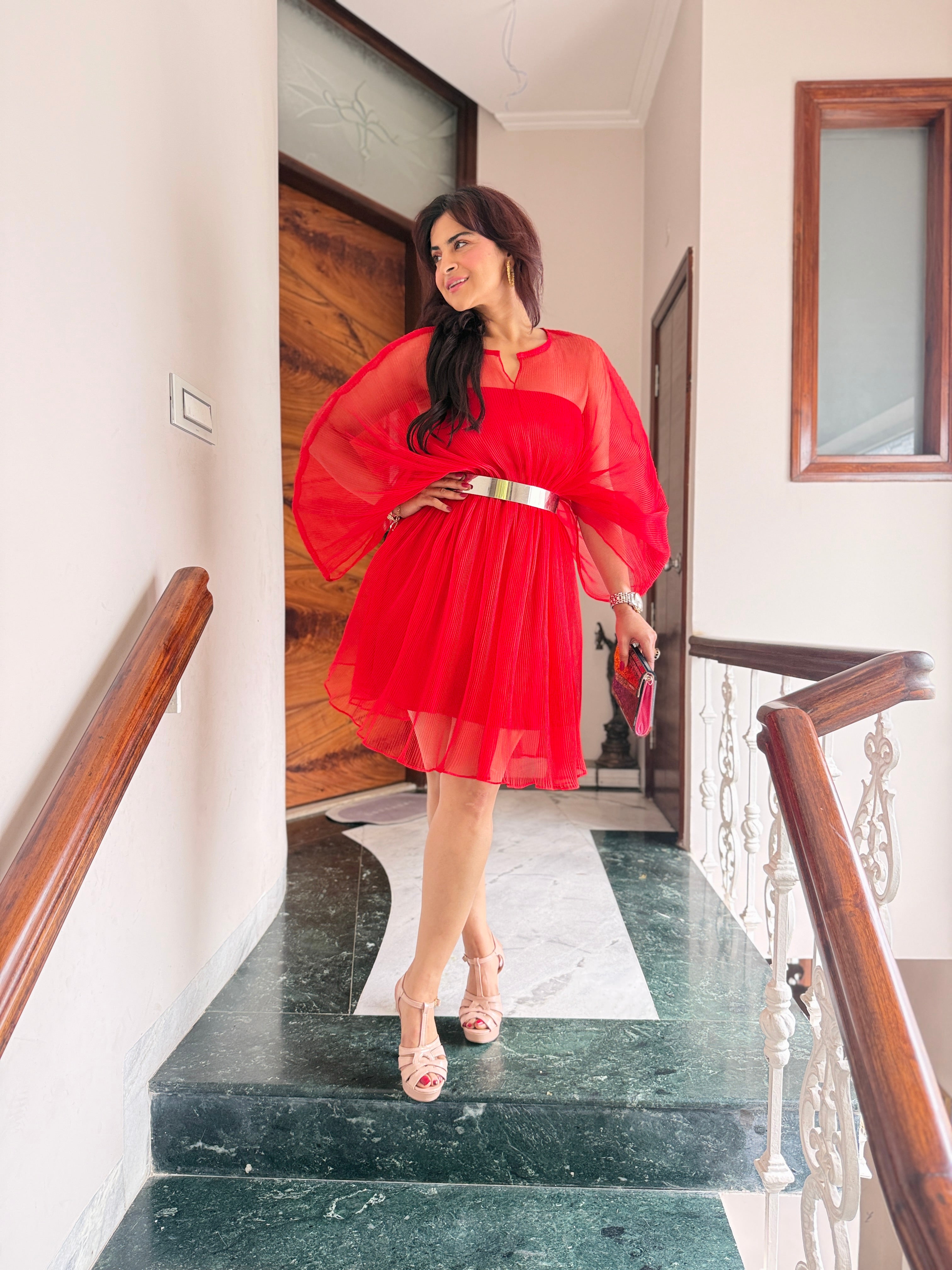 Scarlet Mist Moon Dress in Red