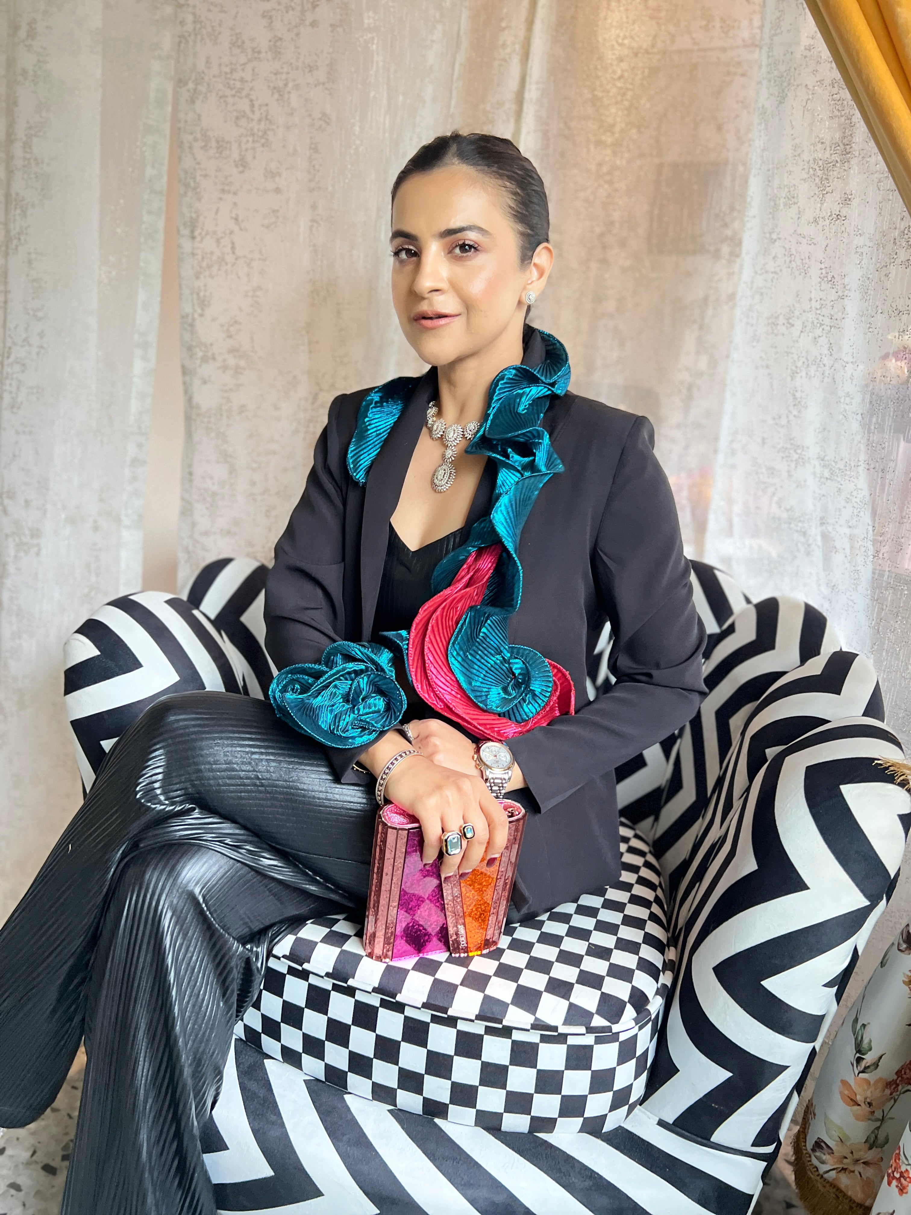 Black rose swirl Power blazer