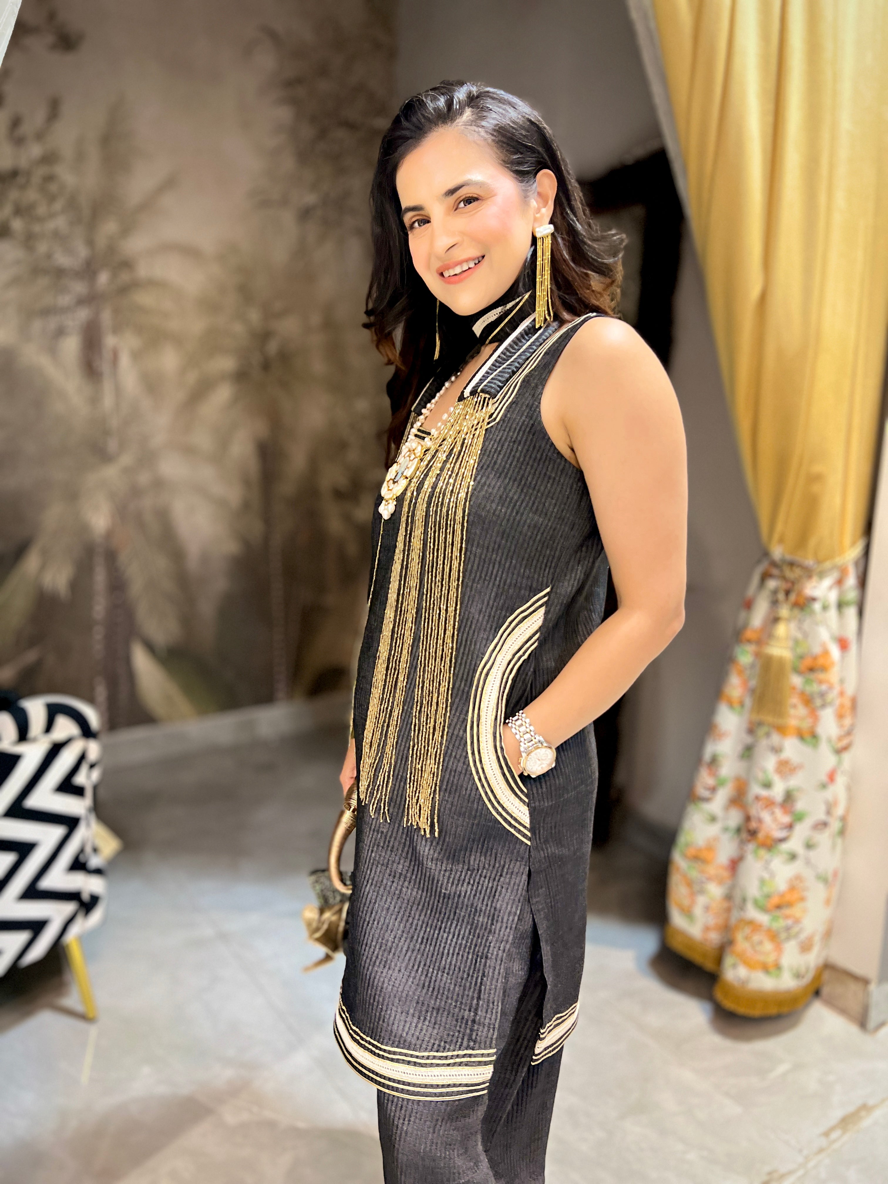 Denim black farsi salwar set