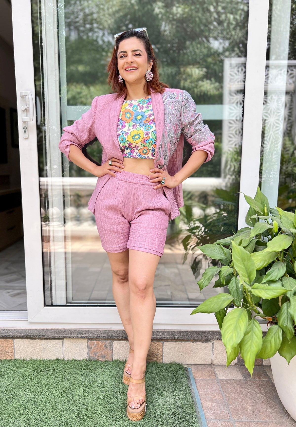 Denim zuri blazer in Bubblegum Pink