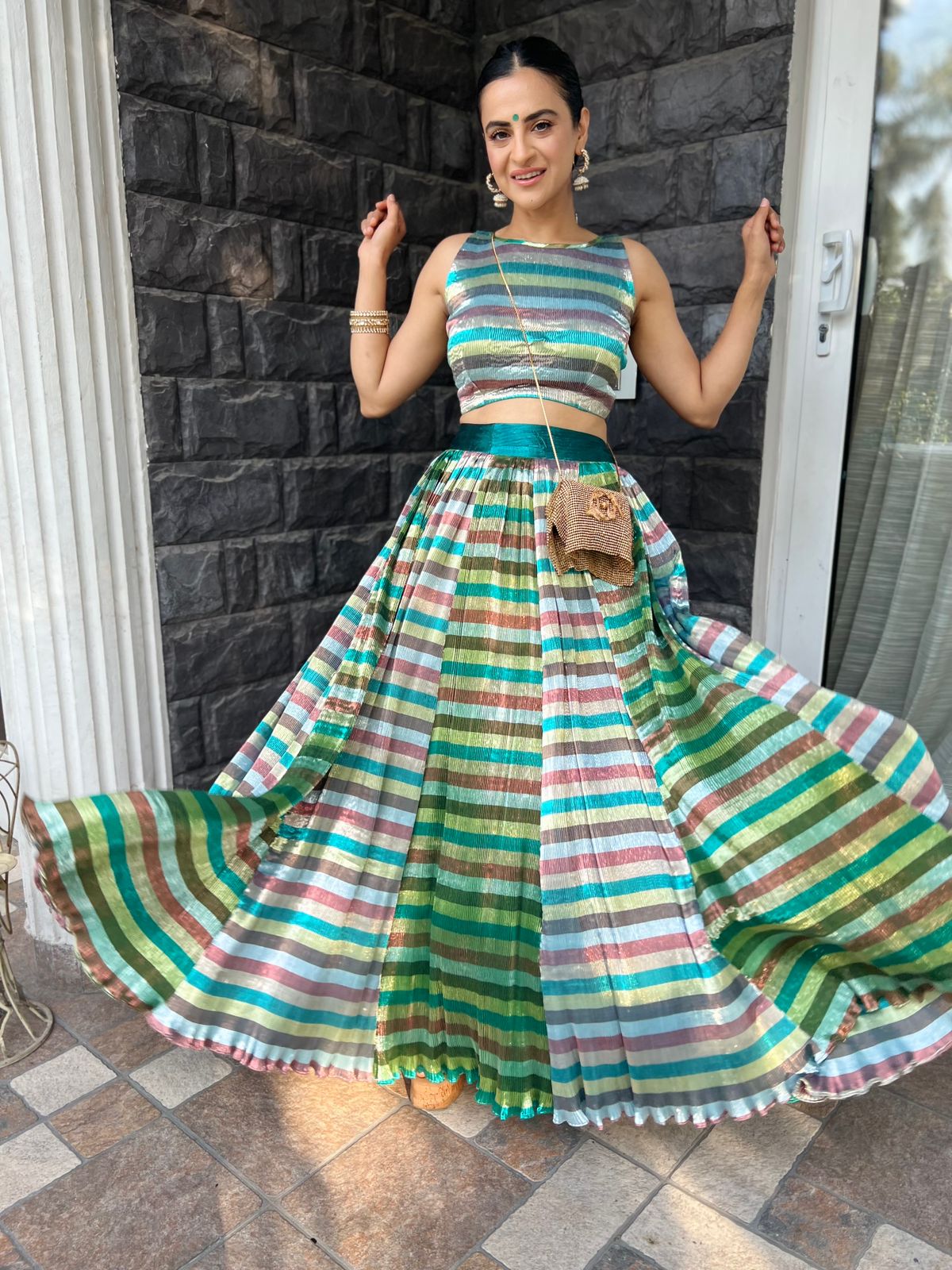 Shimmer Multi color lehenga set