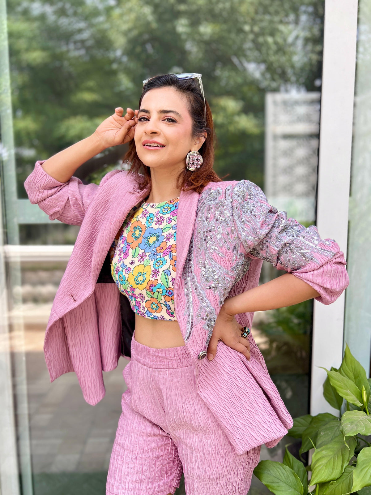 Denim zuri blazer in Bubblegum Pink