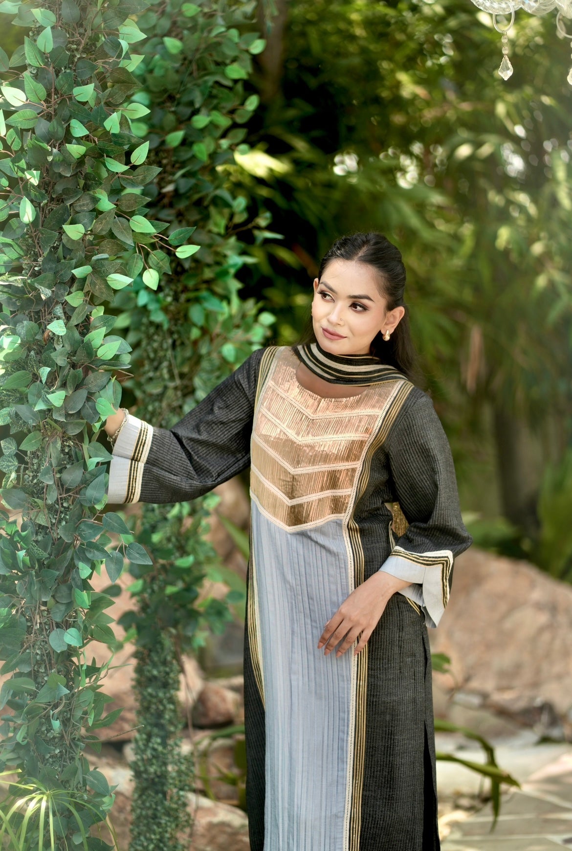 Denim black grey farsi salwar set