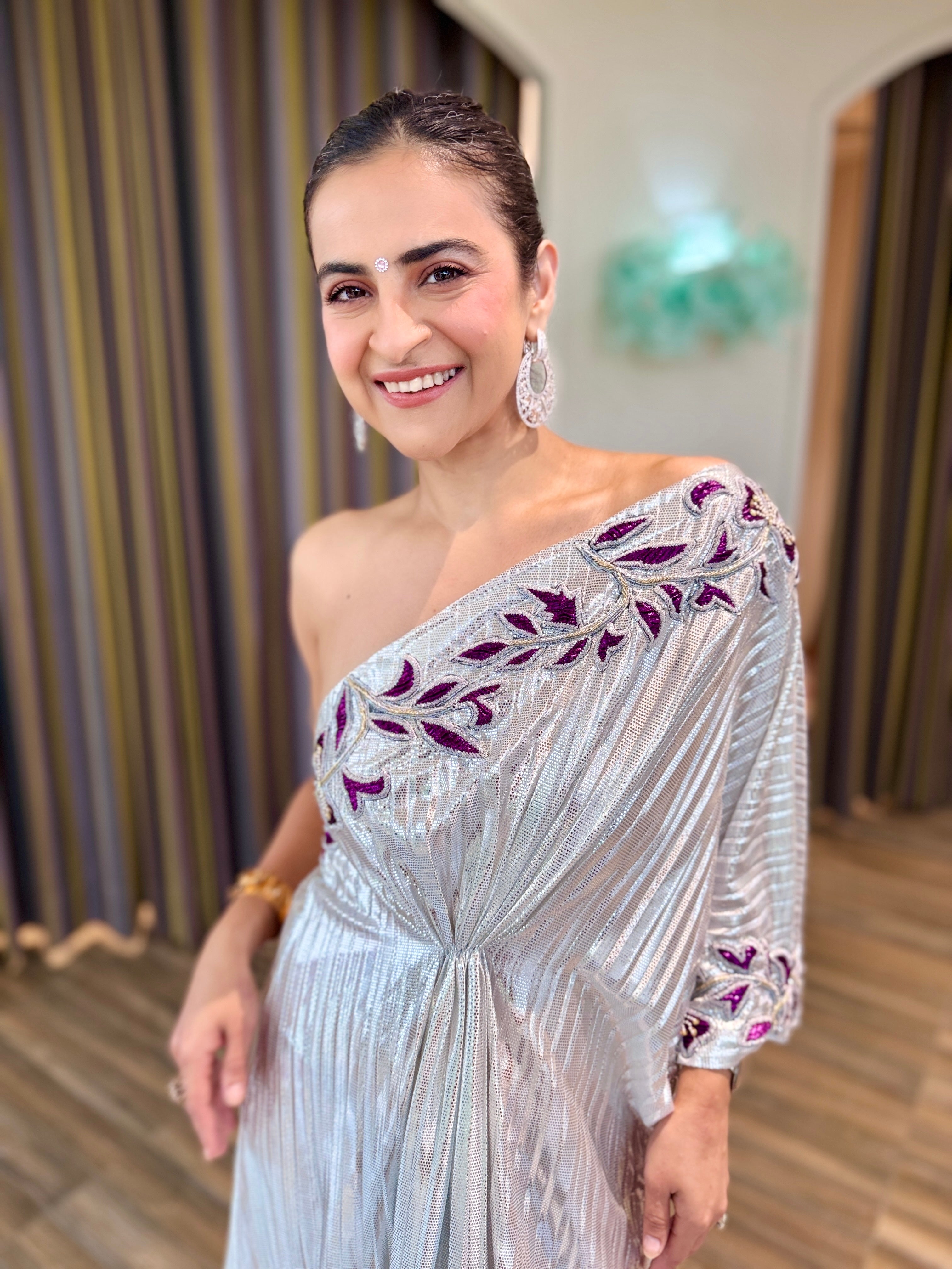 Pearl white drape kaftan