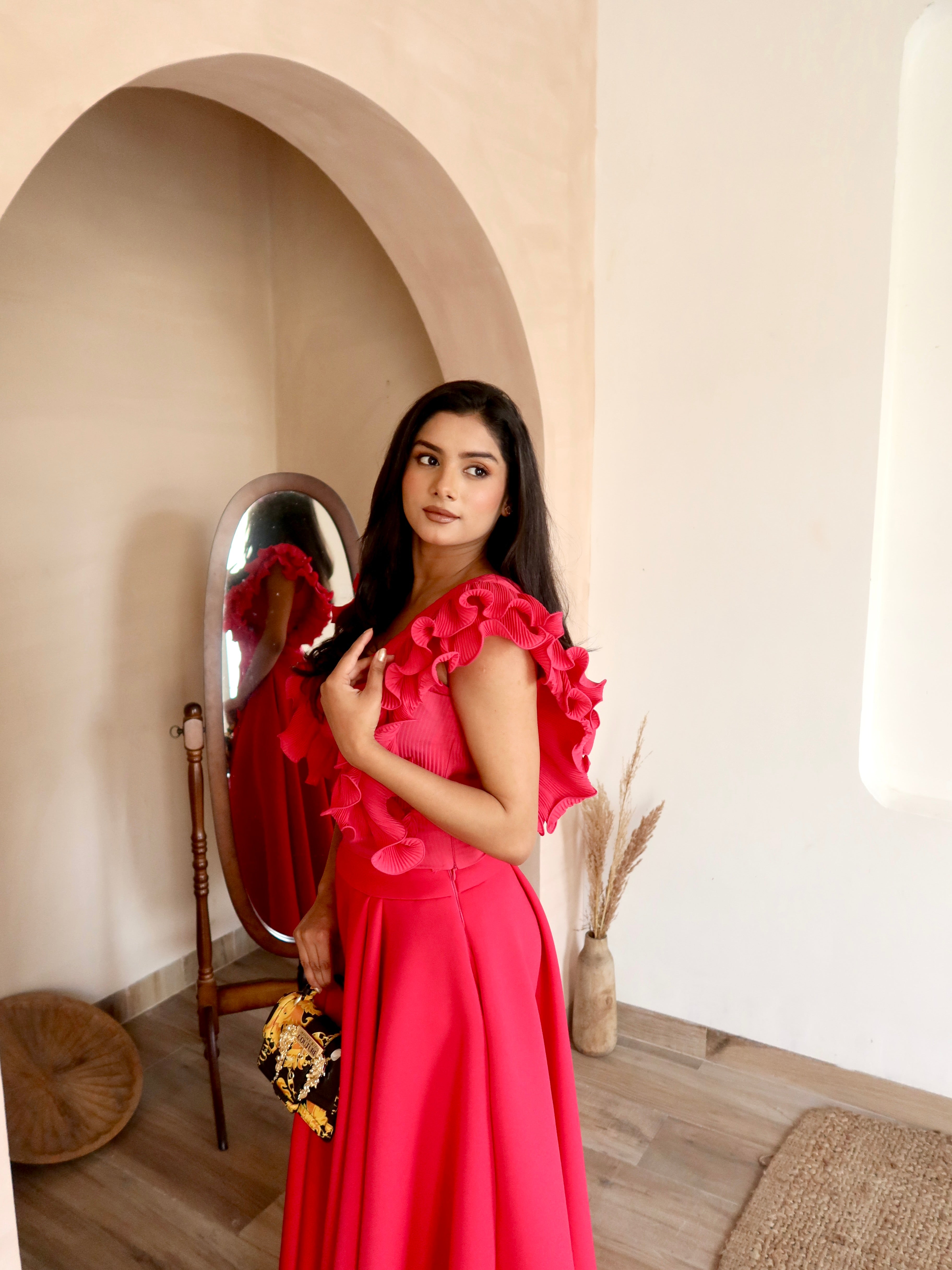 Rose Ruffle Affair Set in Pink and Red