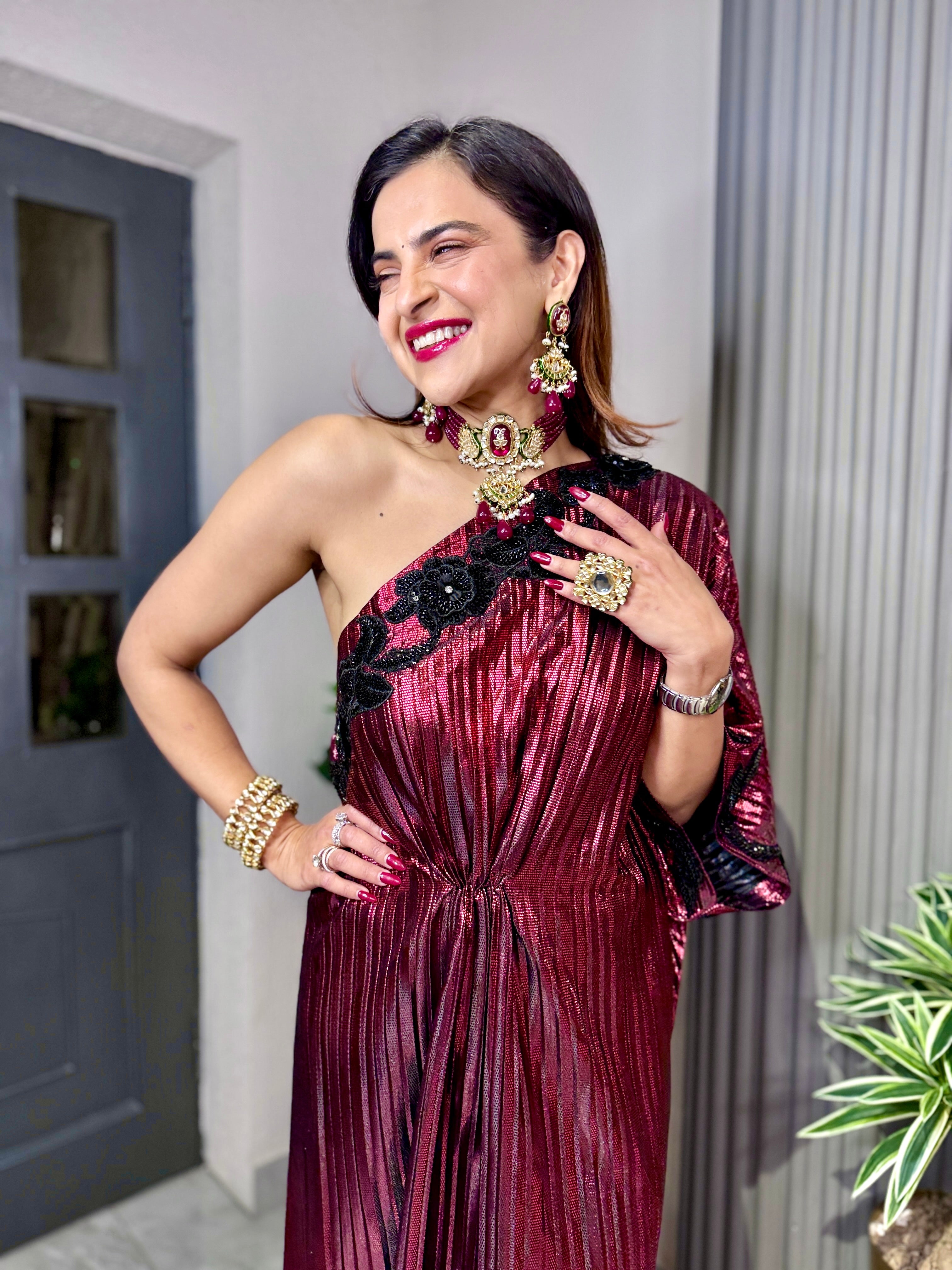 Venetian red drape kaftan