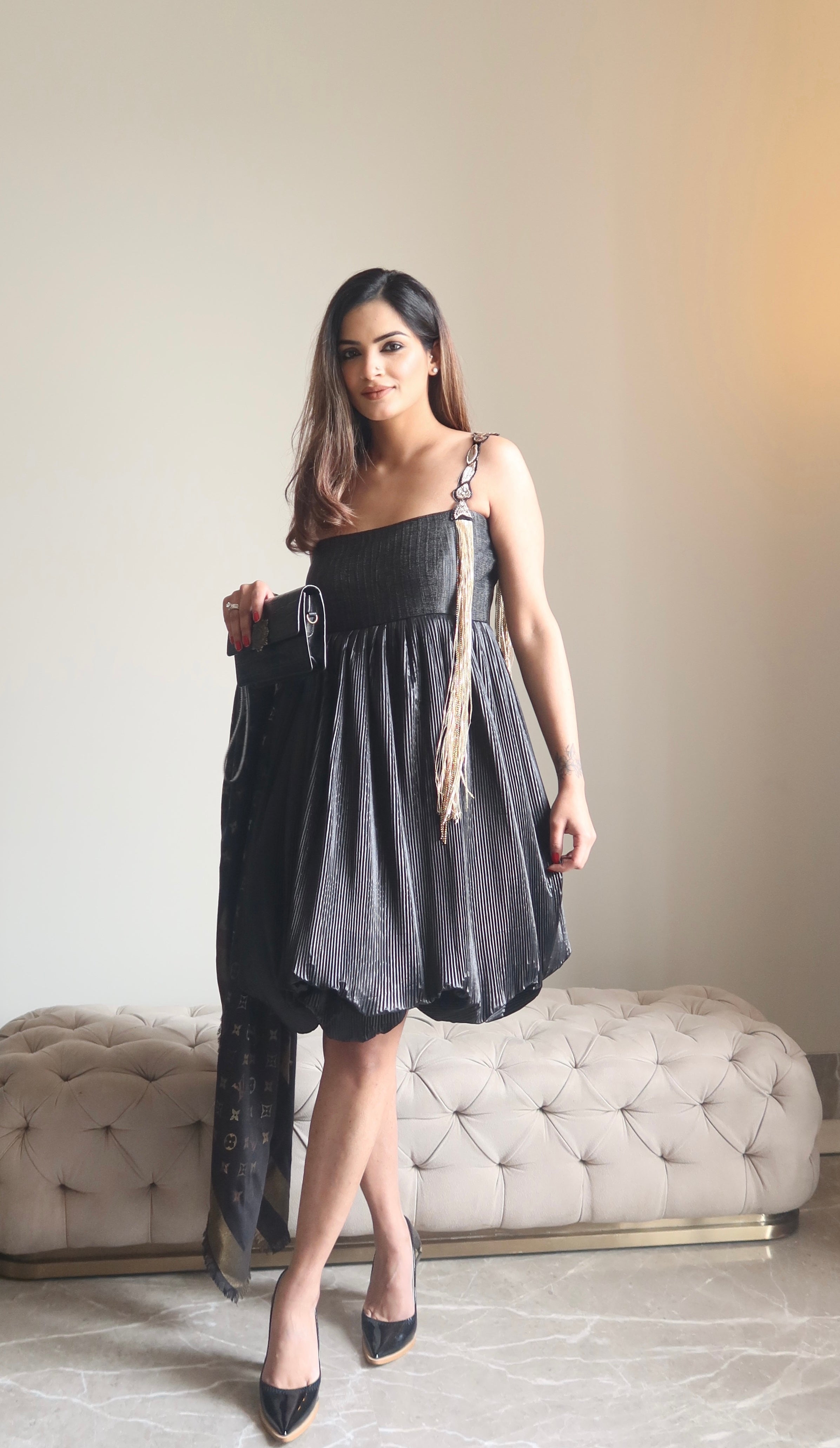 Haze peplum dress in Black