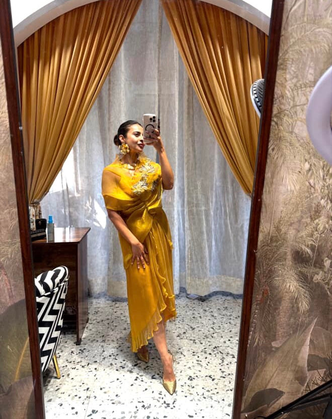 Sunrise Embroidered Multidrape with dhoti skirt