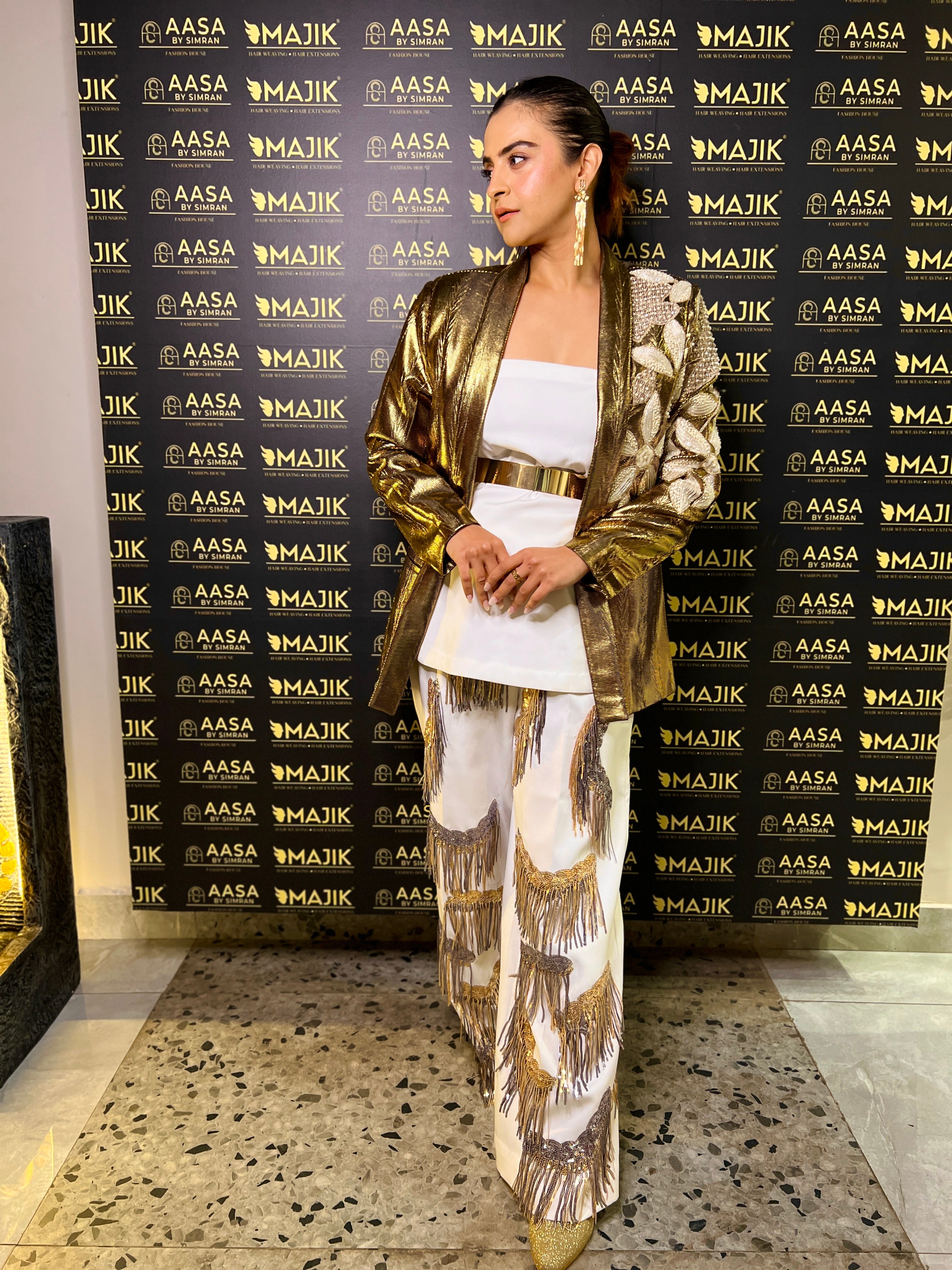 Renaissance White Gold glaze power blazer set