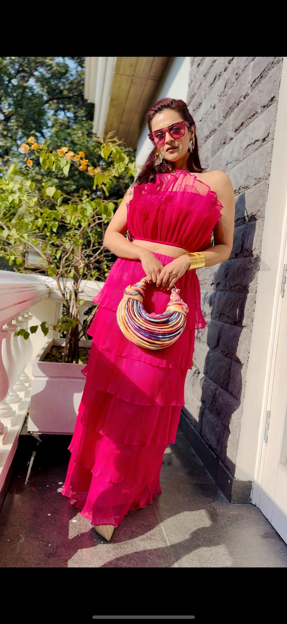 Valentino pink tutu bloom long tutu skirt set