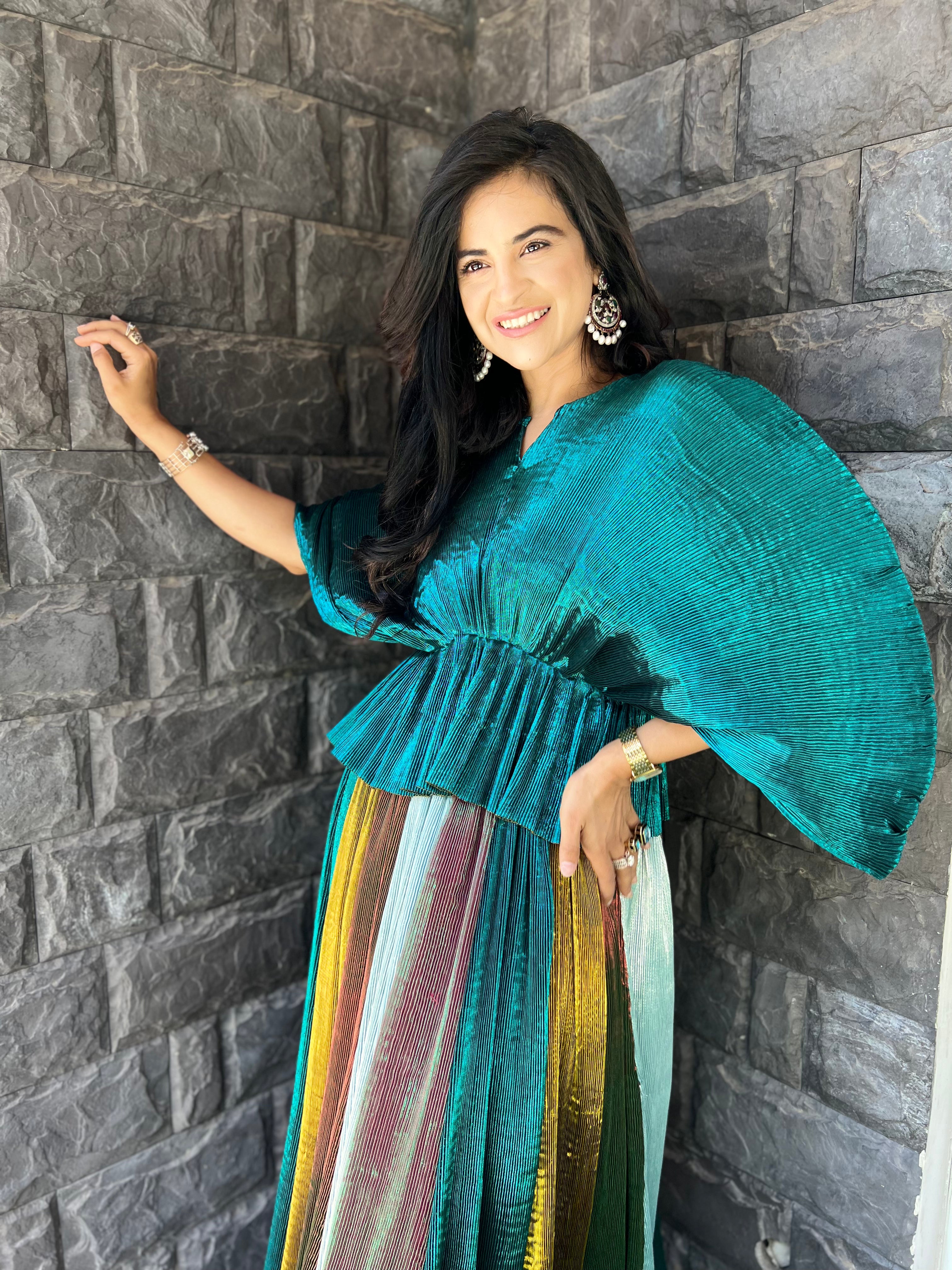 Evergreen Lehenga Set with Turquoise Moon Lift