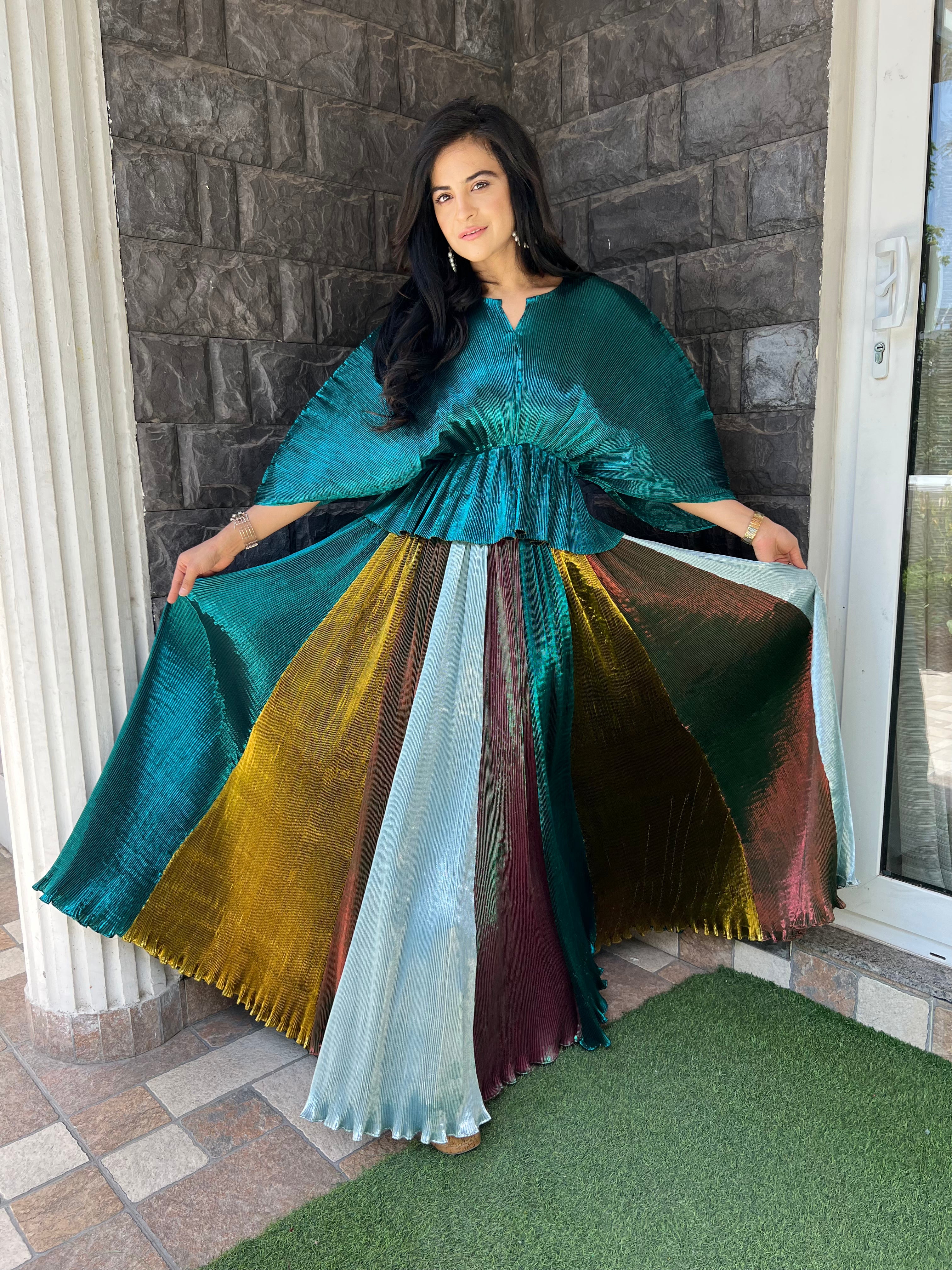 Evergreen Lehenga Set with Turquoise Moon Lift