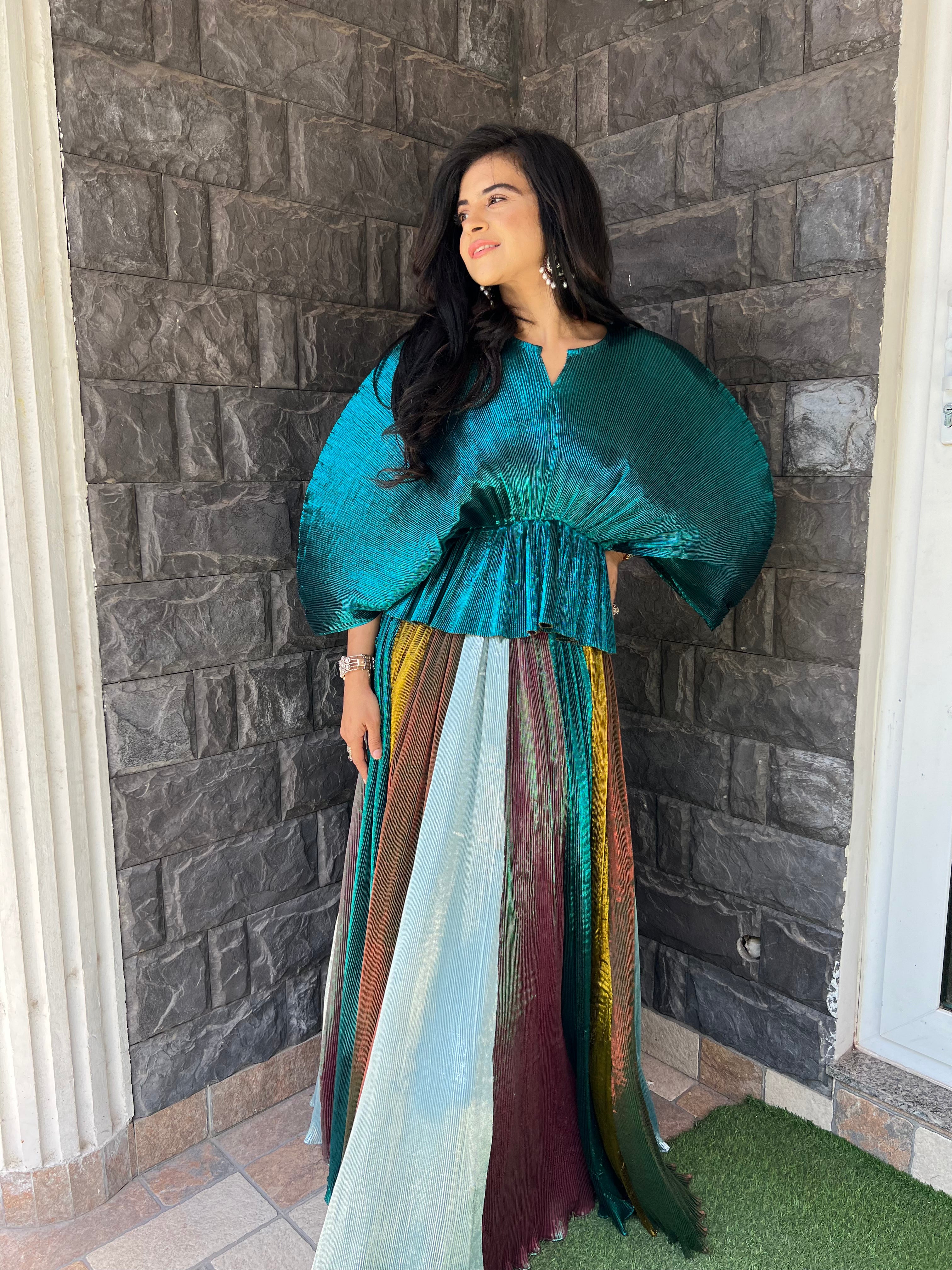 Evergreen Lehenga Set with Turquoise Moon Lift