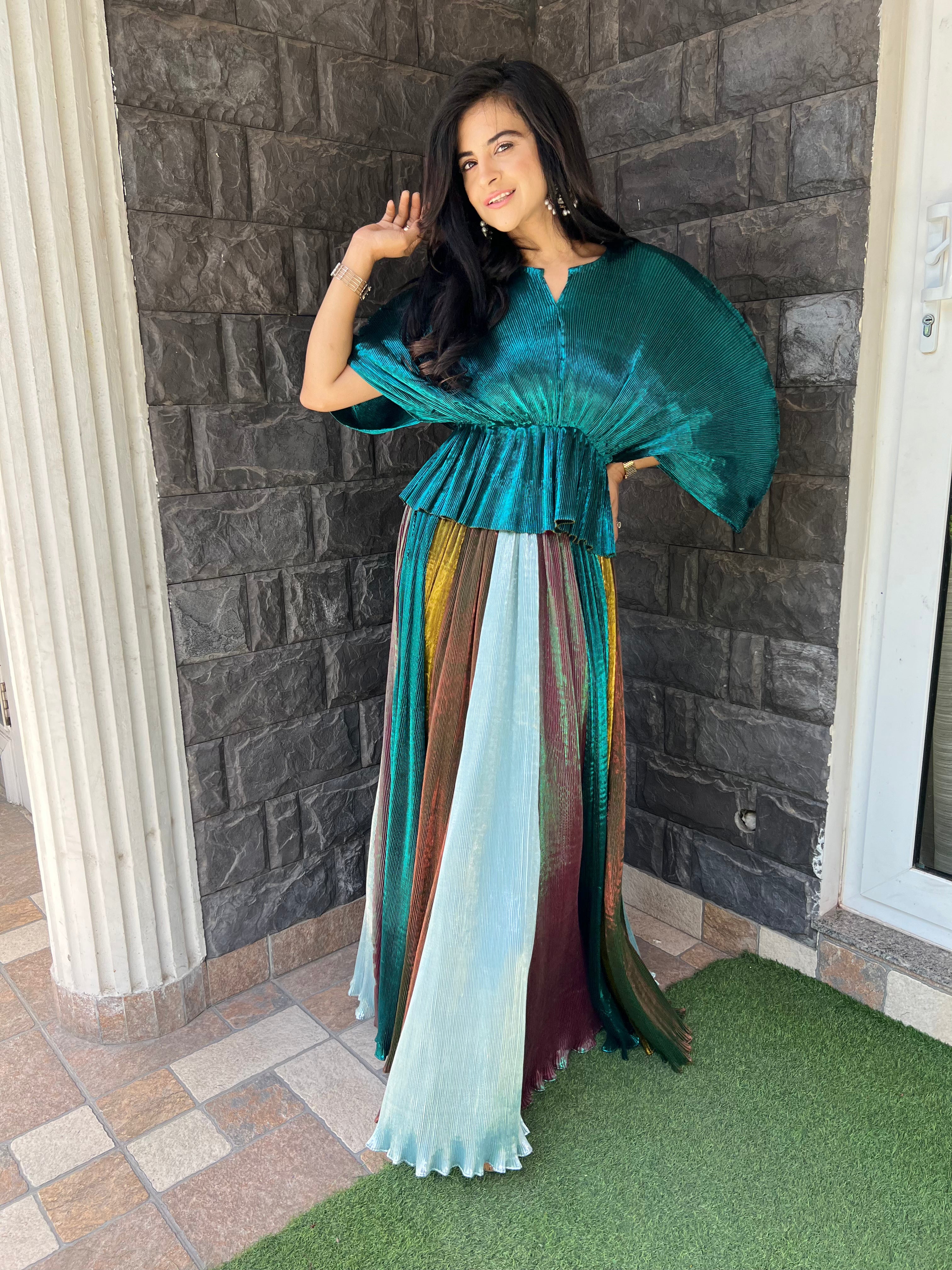 Evergreen Lehenga Set with Turquoise Moon Lift