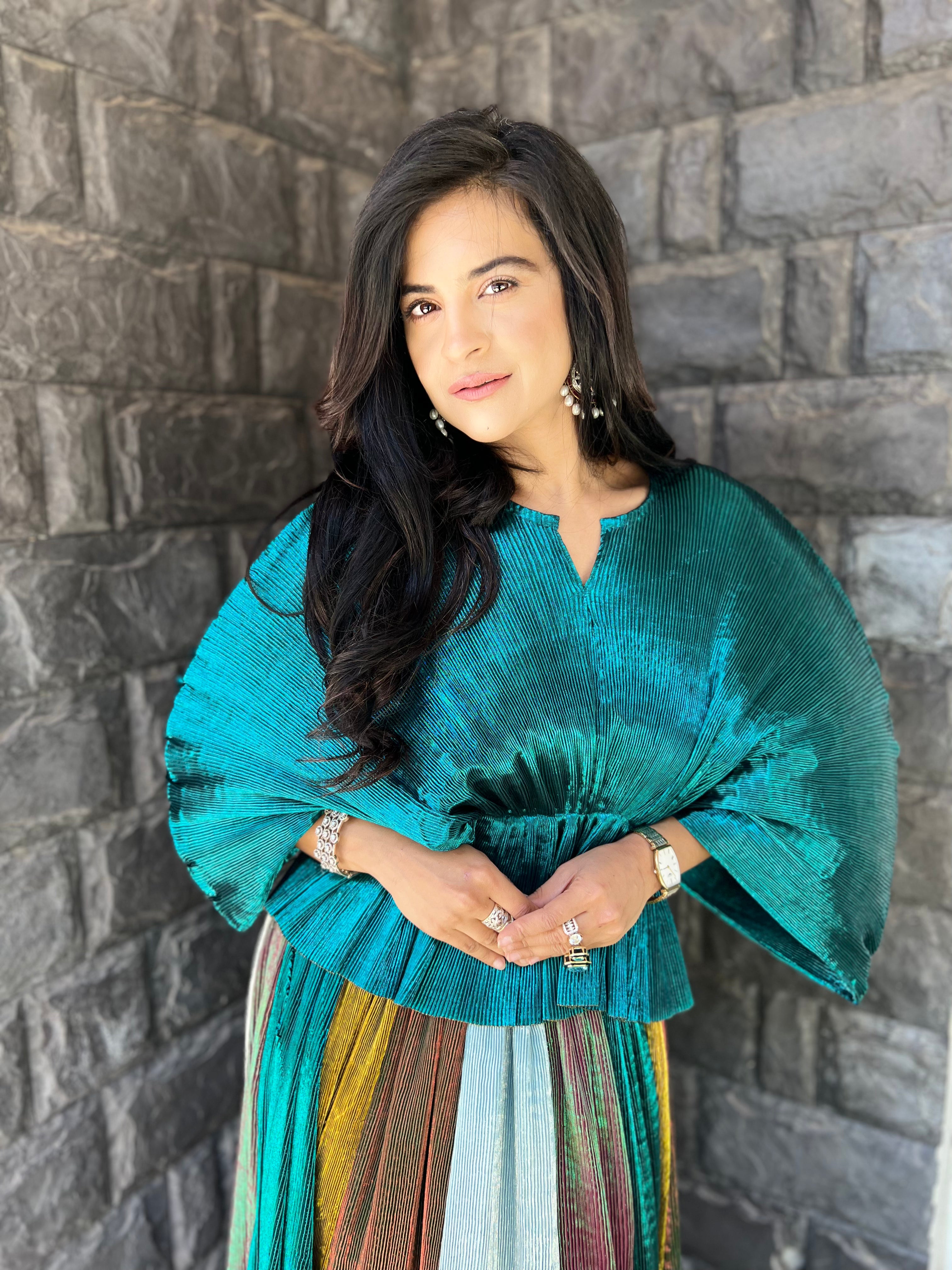 Evergreen Lehenga Set with Turquoise Moon Lift