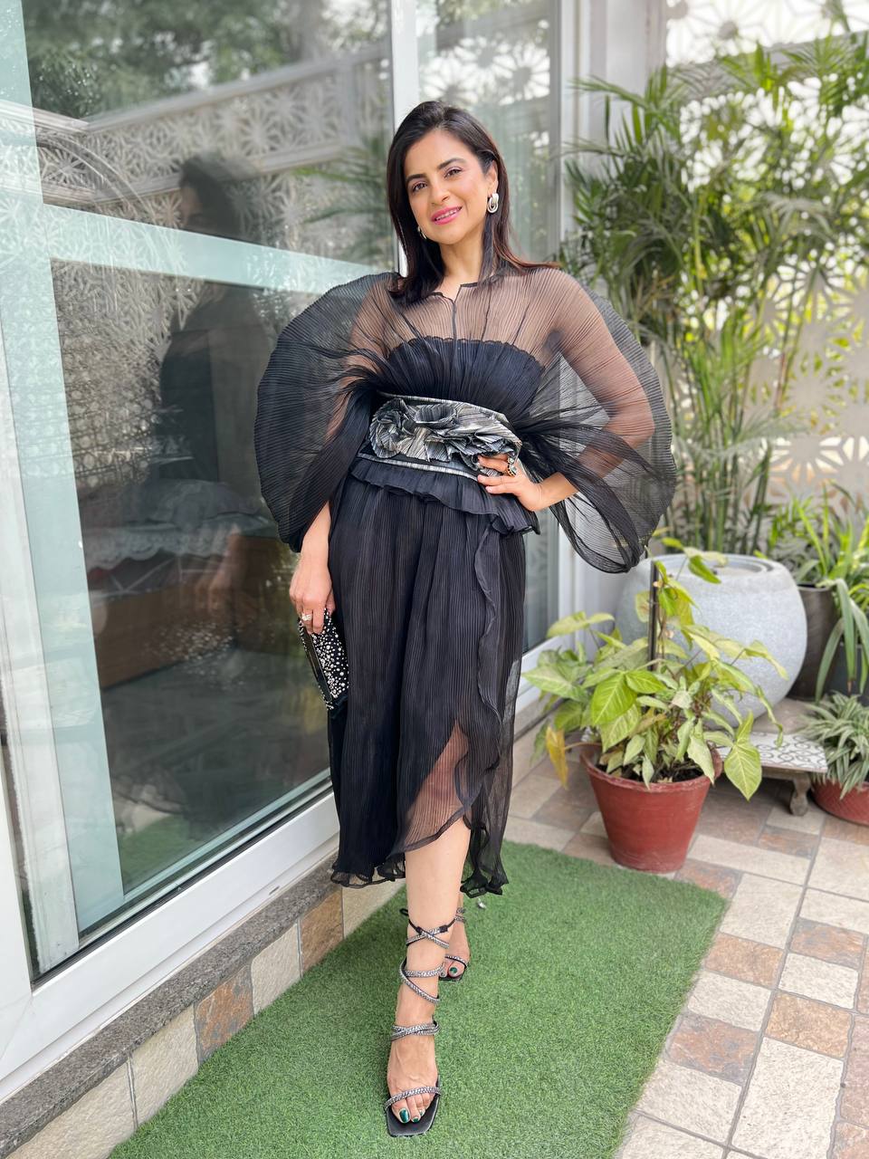 Moon Lift Dhoti Skirt Set in Black