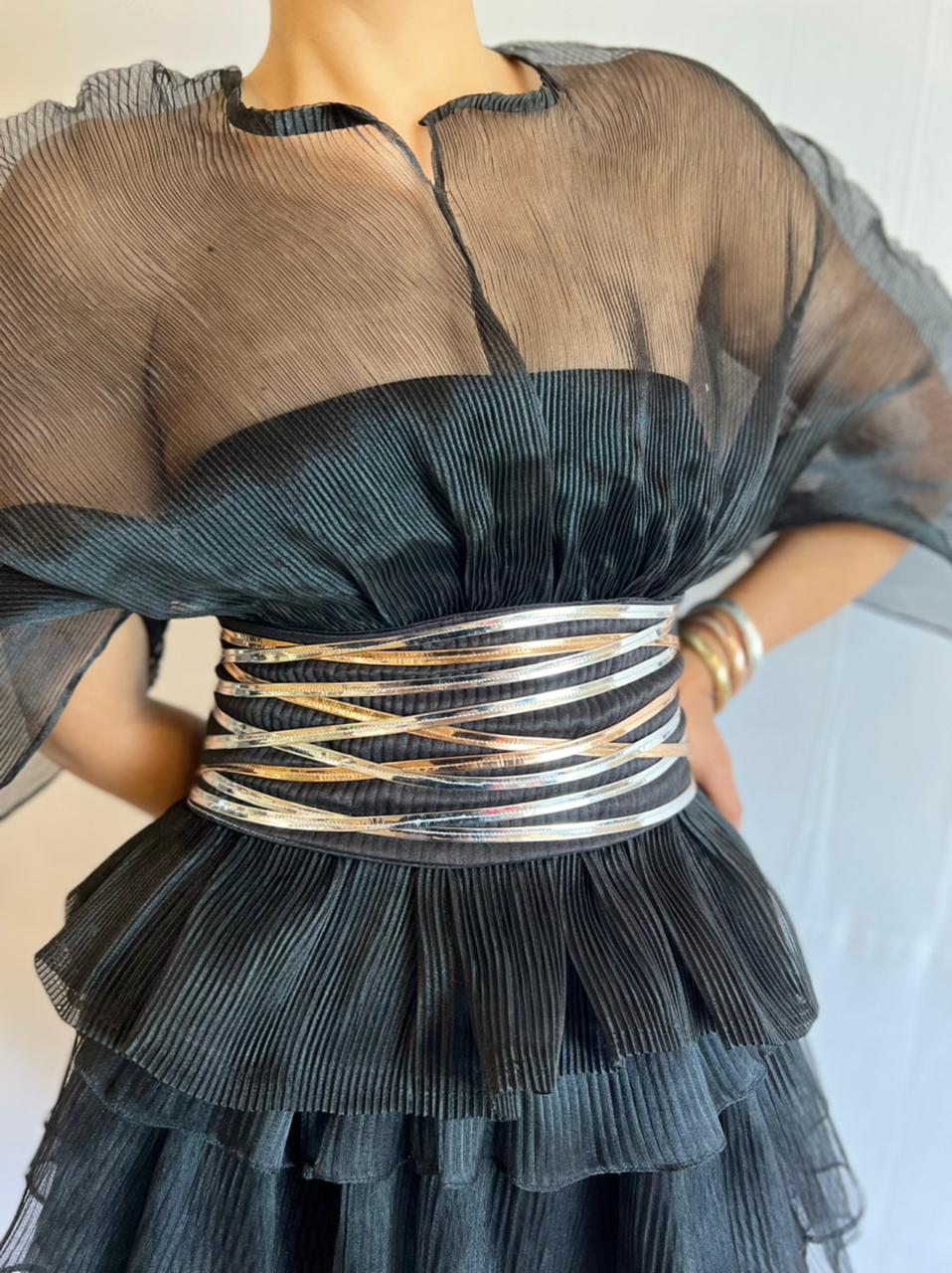 Black Razzmatazz Belt in Rose Gold & Silver