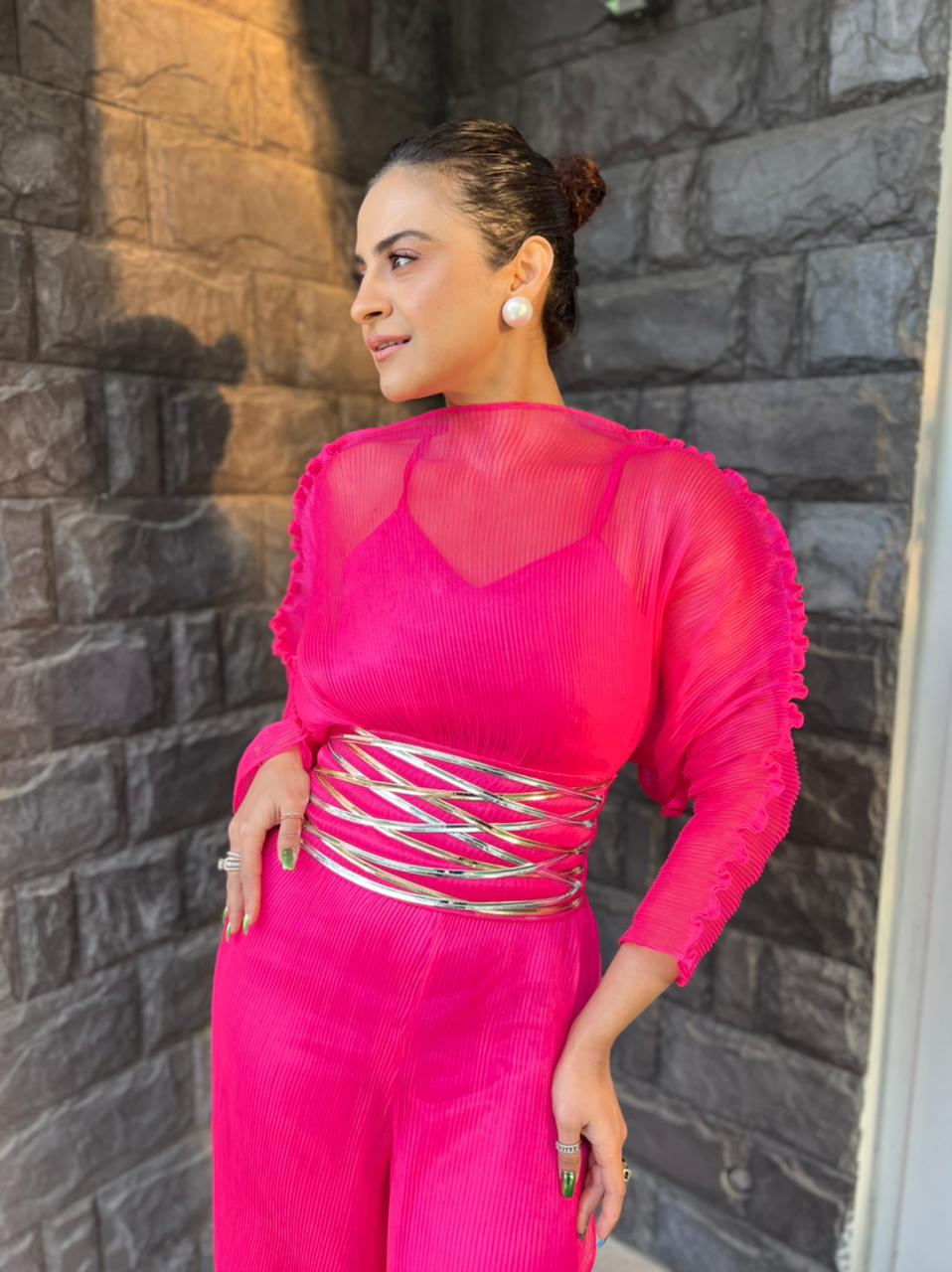 Pink Razzmatazz Belt in Rosegold & Silver