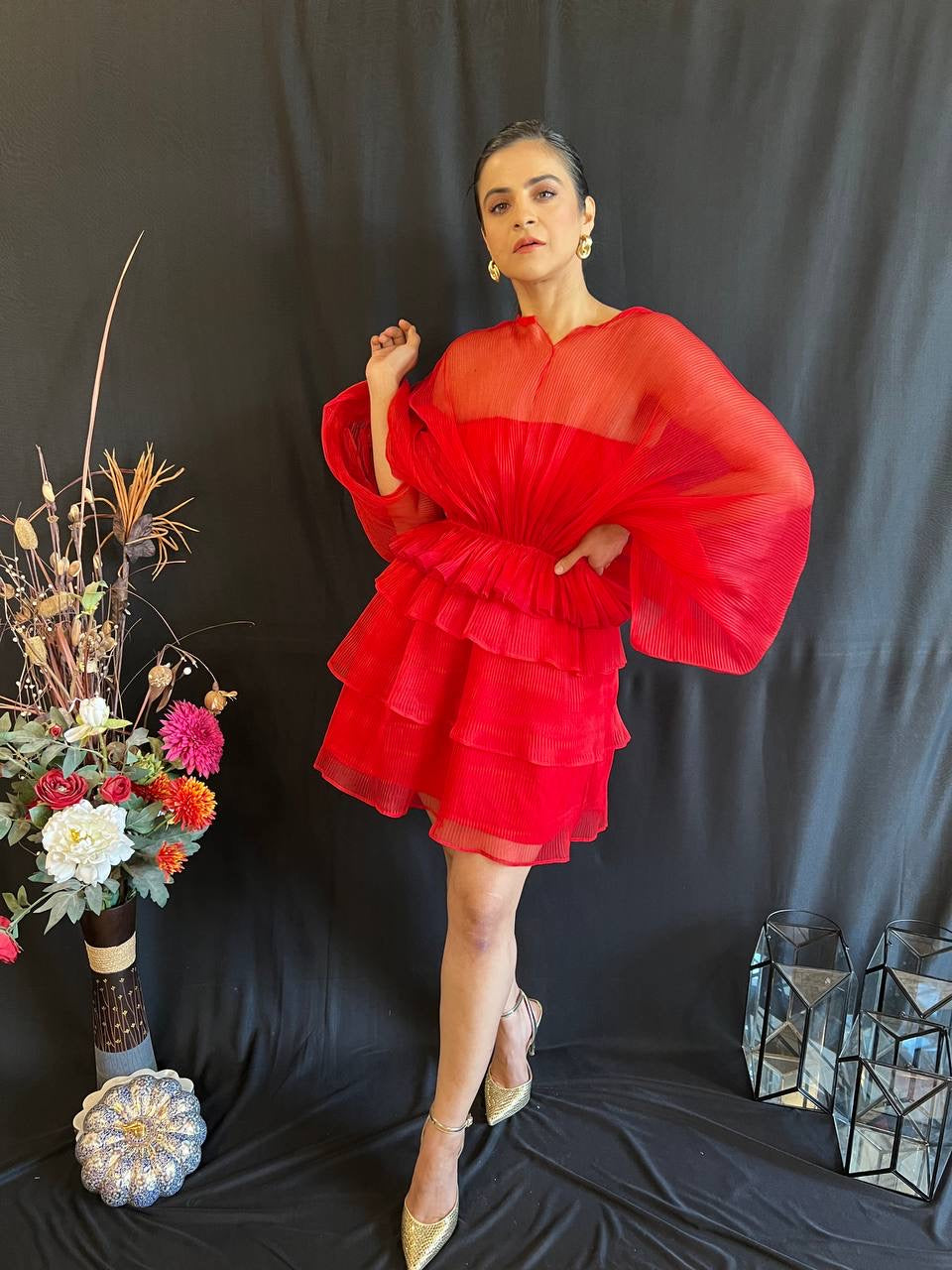 Moon Lift Tutu Skirt Set in Red