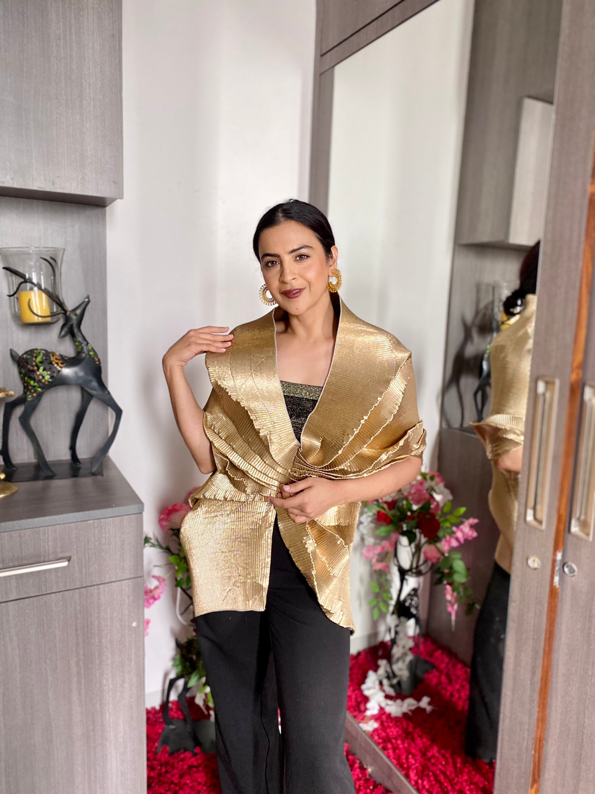 Multi Drape gold shimmer top