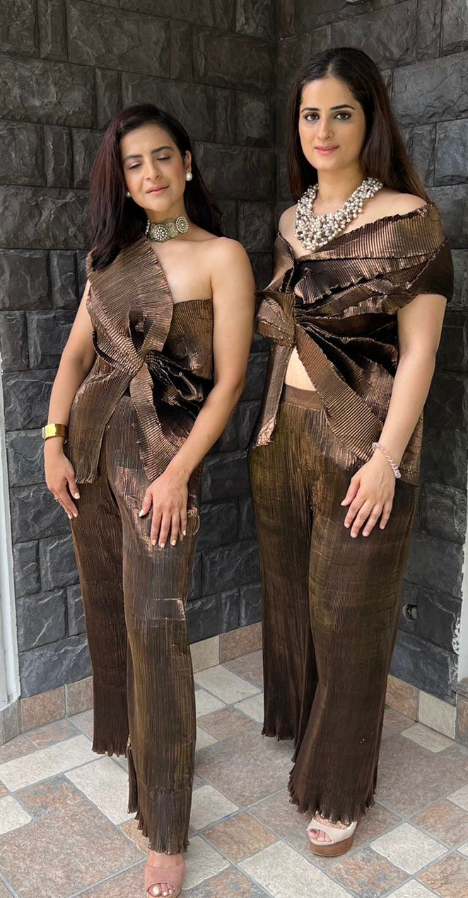 Multi Drape Pant Set in Copper