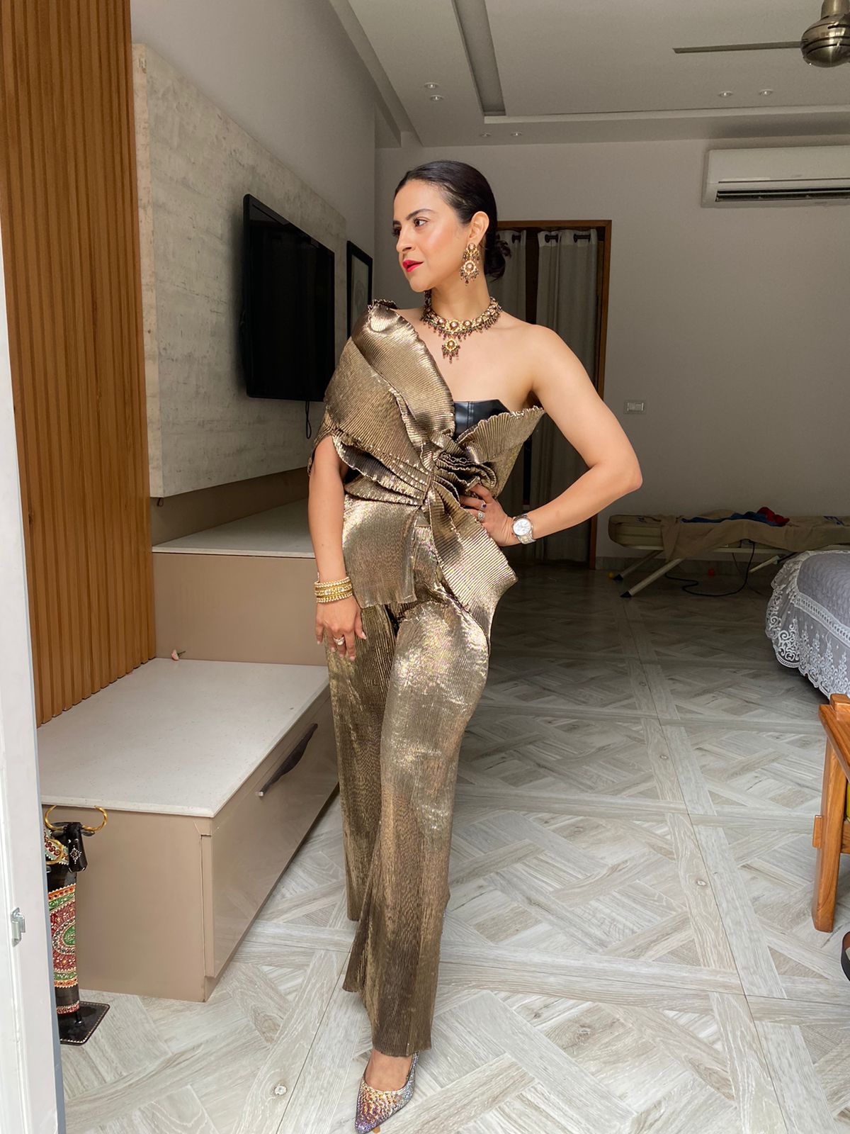 Multi Drape Top in Antique Gold