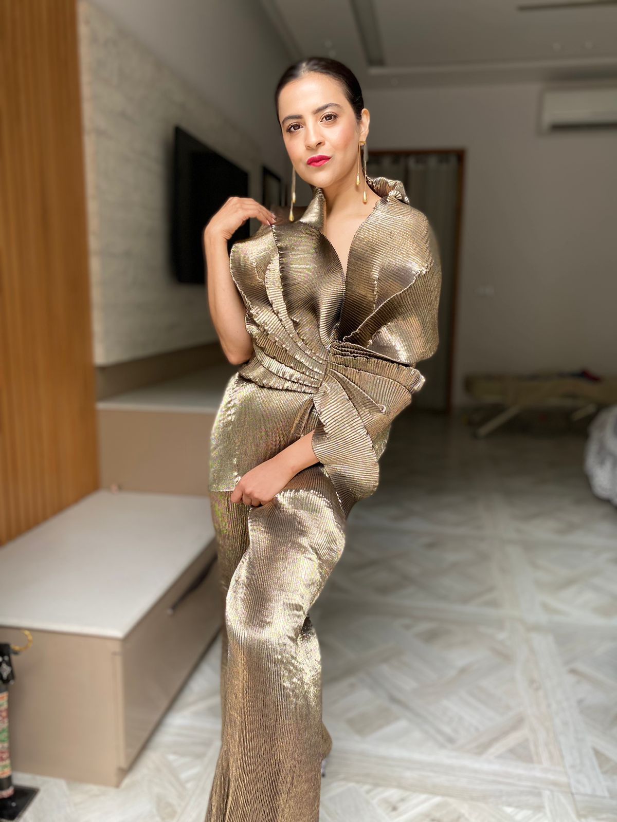 Multi Drape Top in Antique Gold