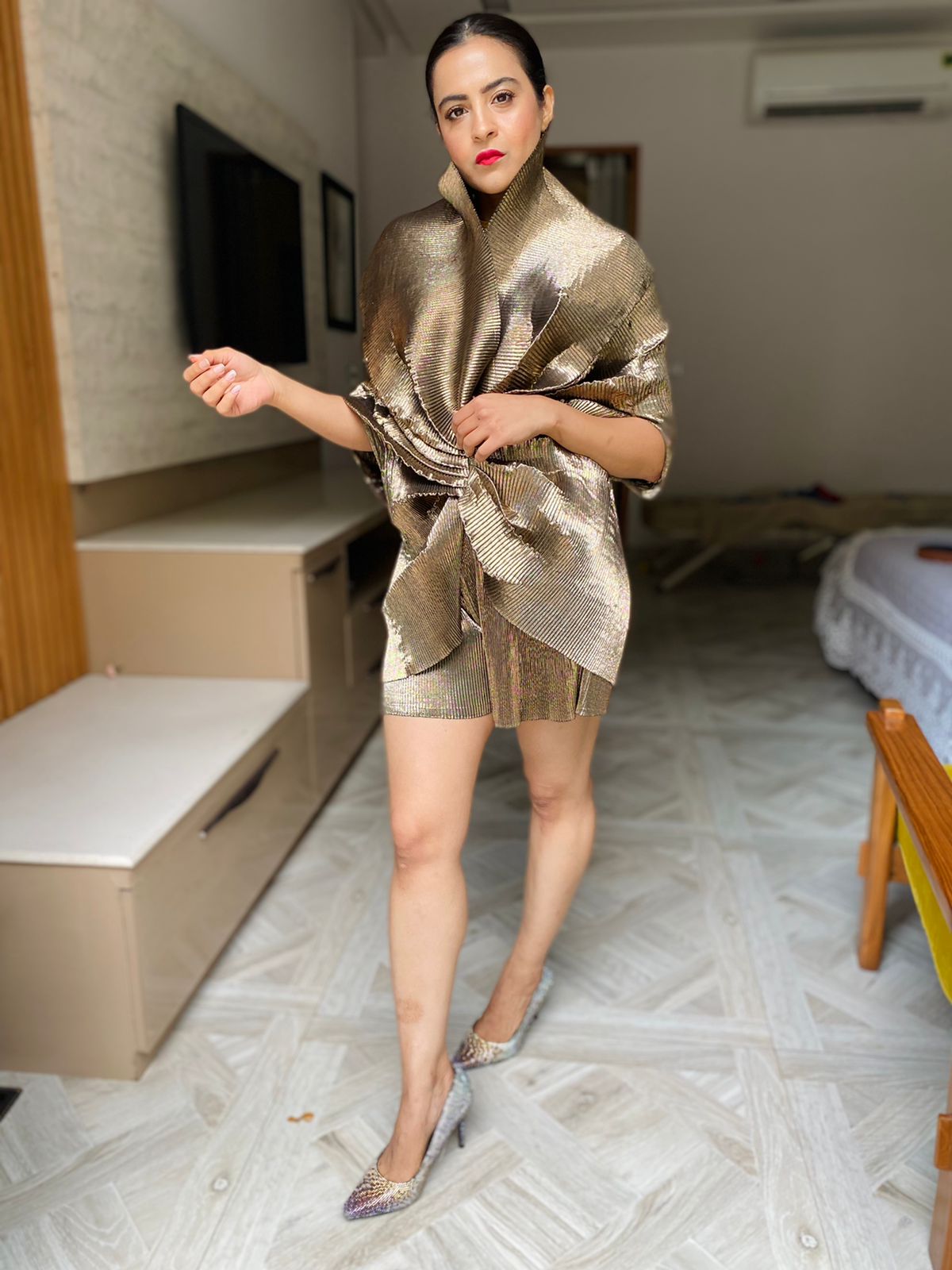 Multi Drape Top in Antique Gold