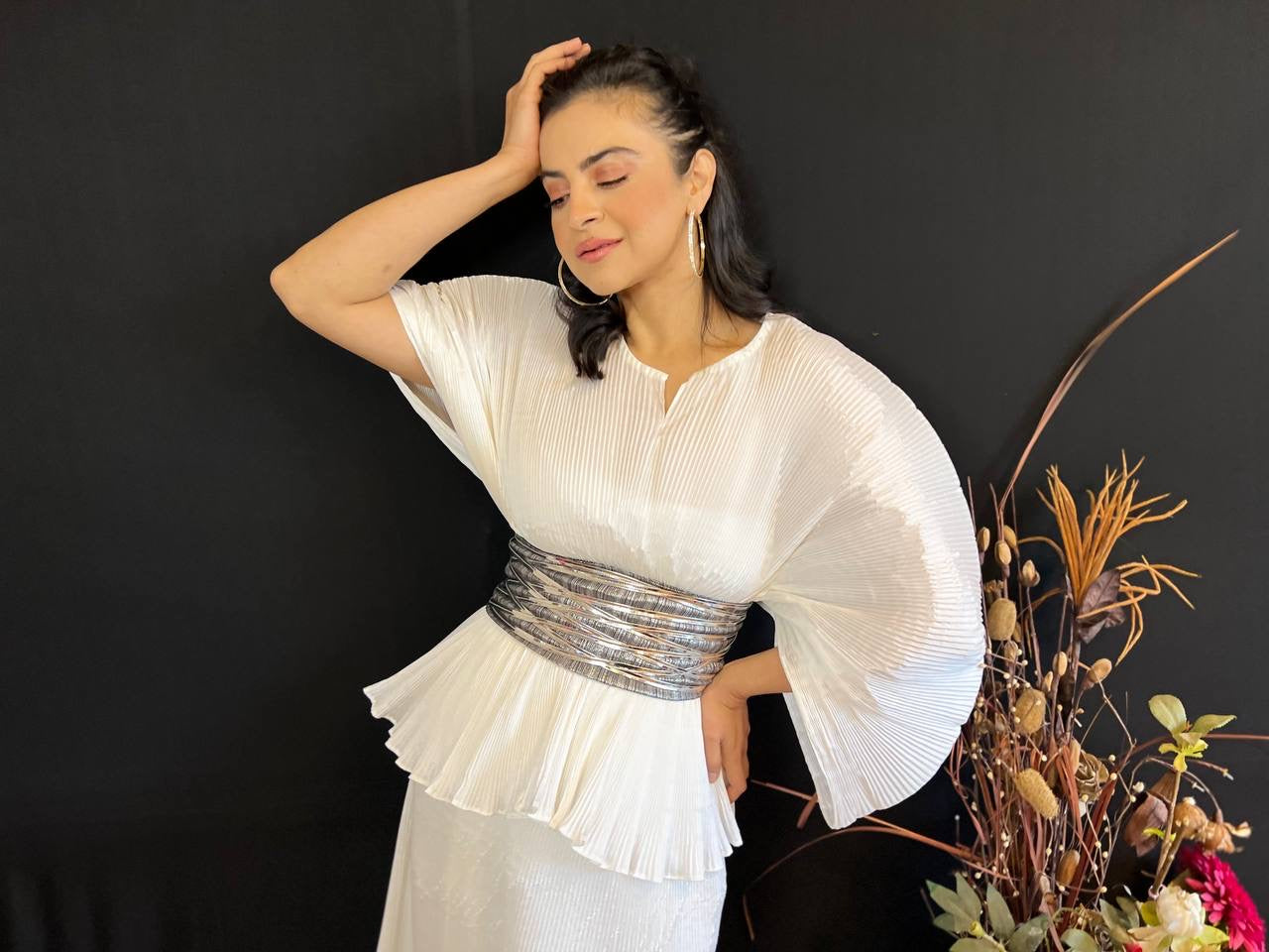 Silk Moon Lift Long Skirt Set in Ivory