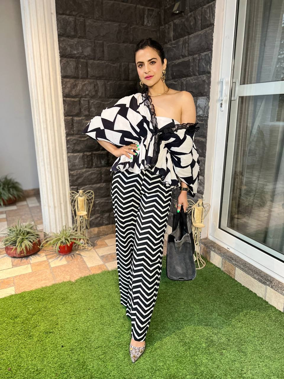 Monochrome Moon Cape Co-ord Set in Gingham