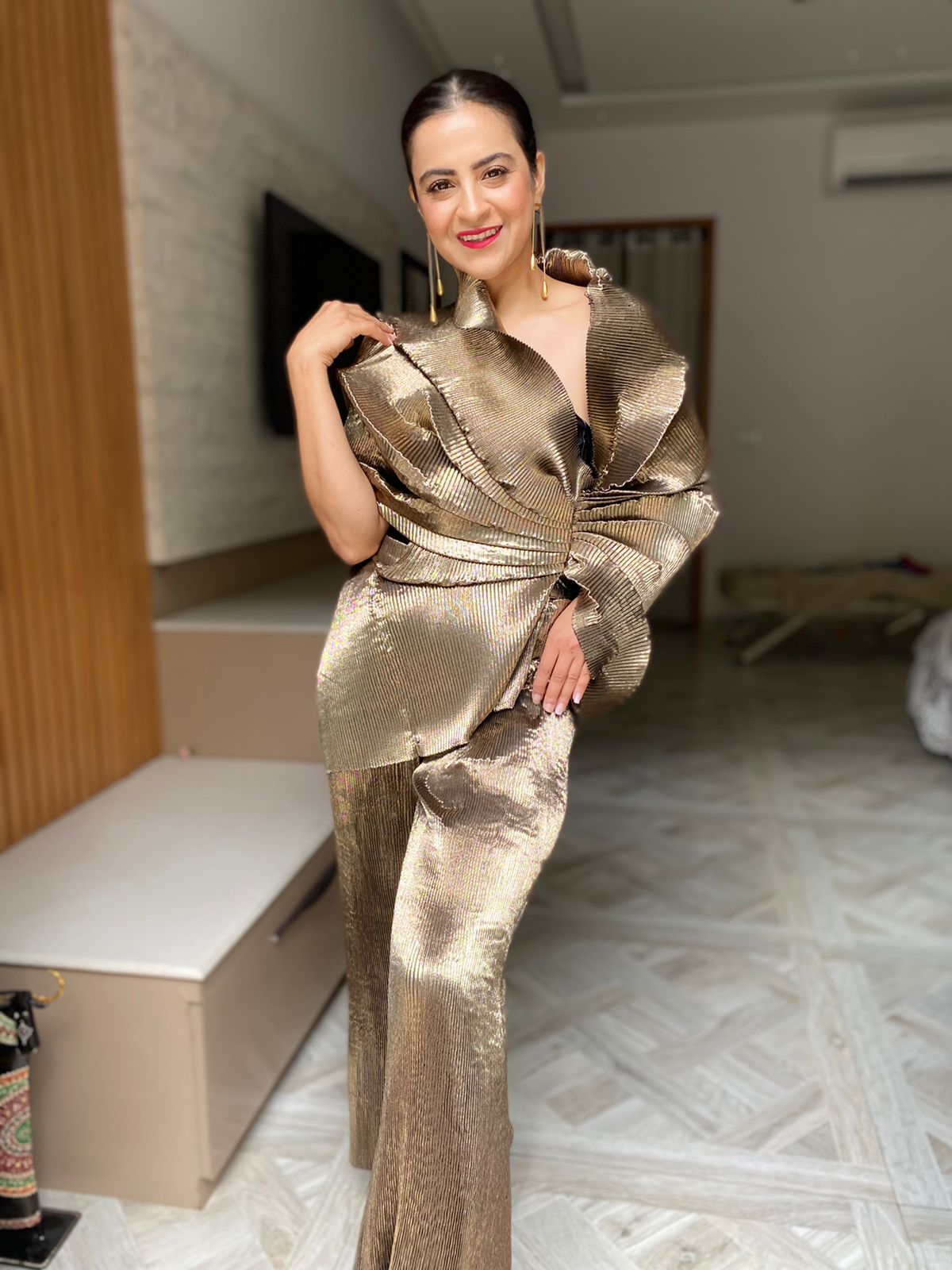 Multi Drape Top in Antique Gold