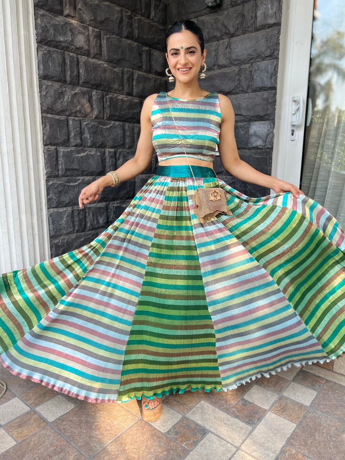 Shimmer Multi color lehenga set