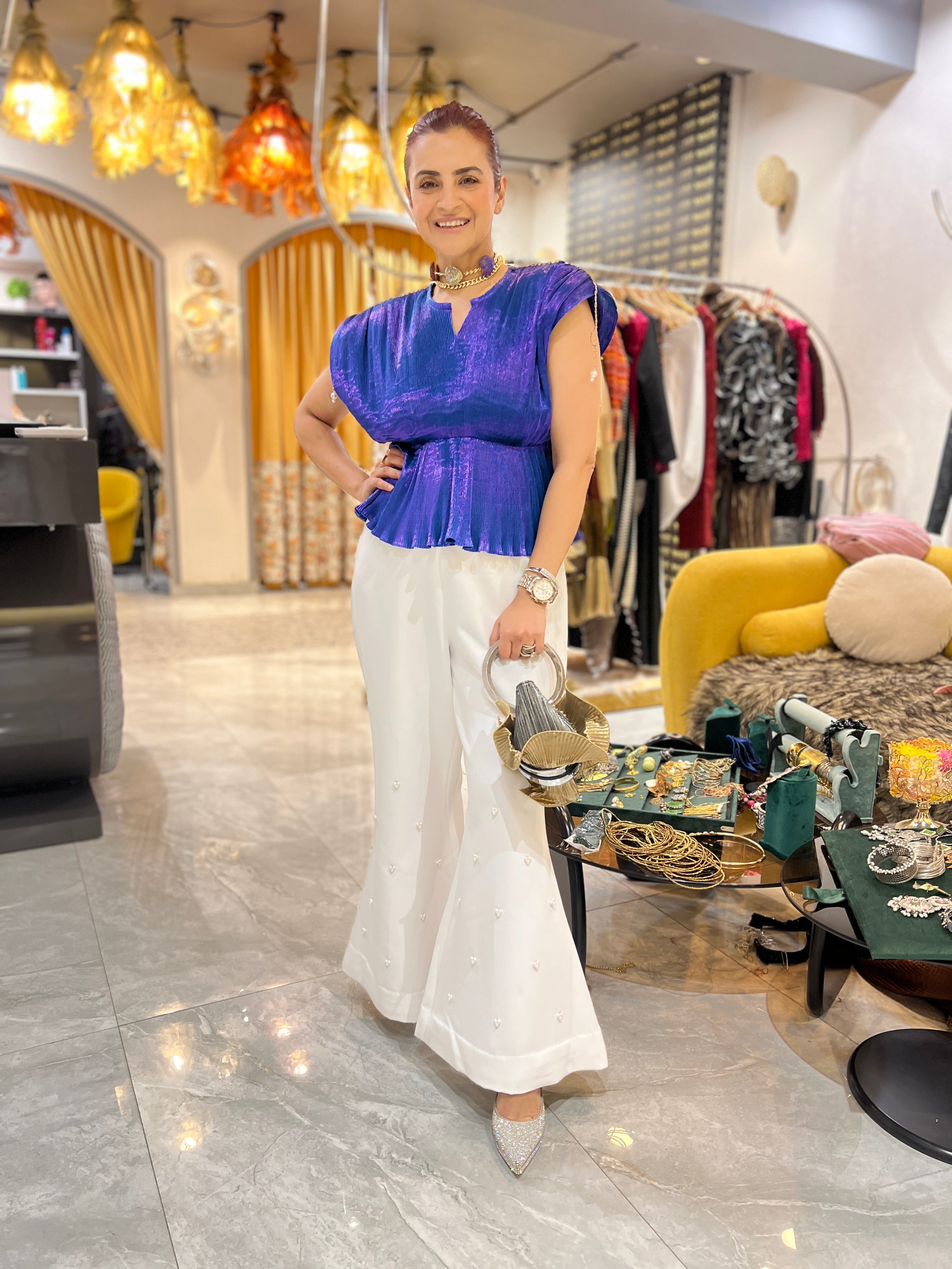 Purple ruched moonlift long skirt set