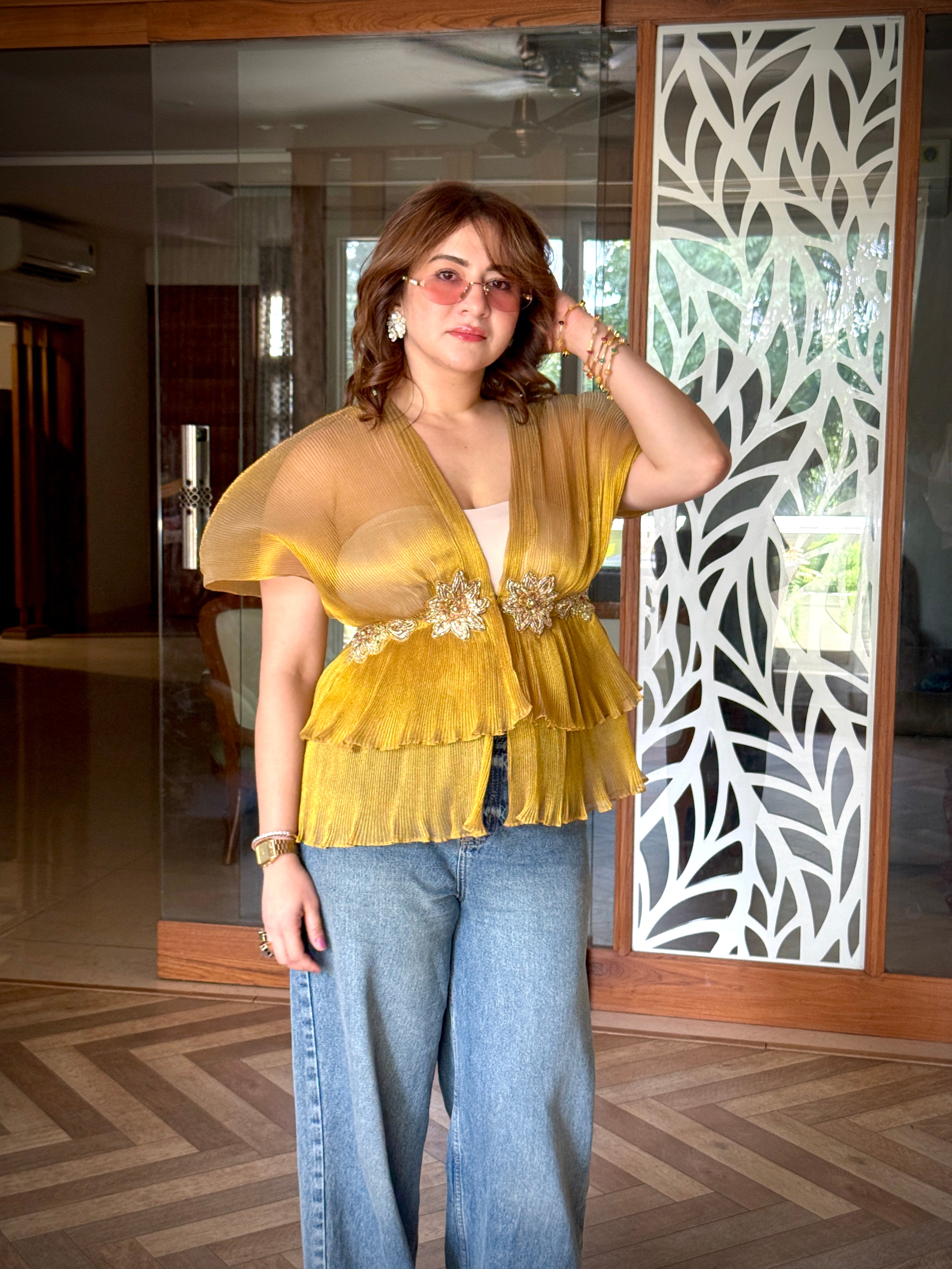 Sunrise Light Embroidered Moon Top
