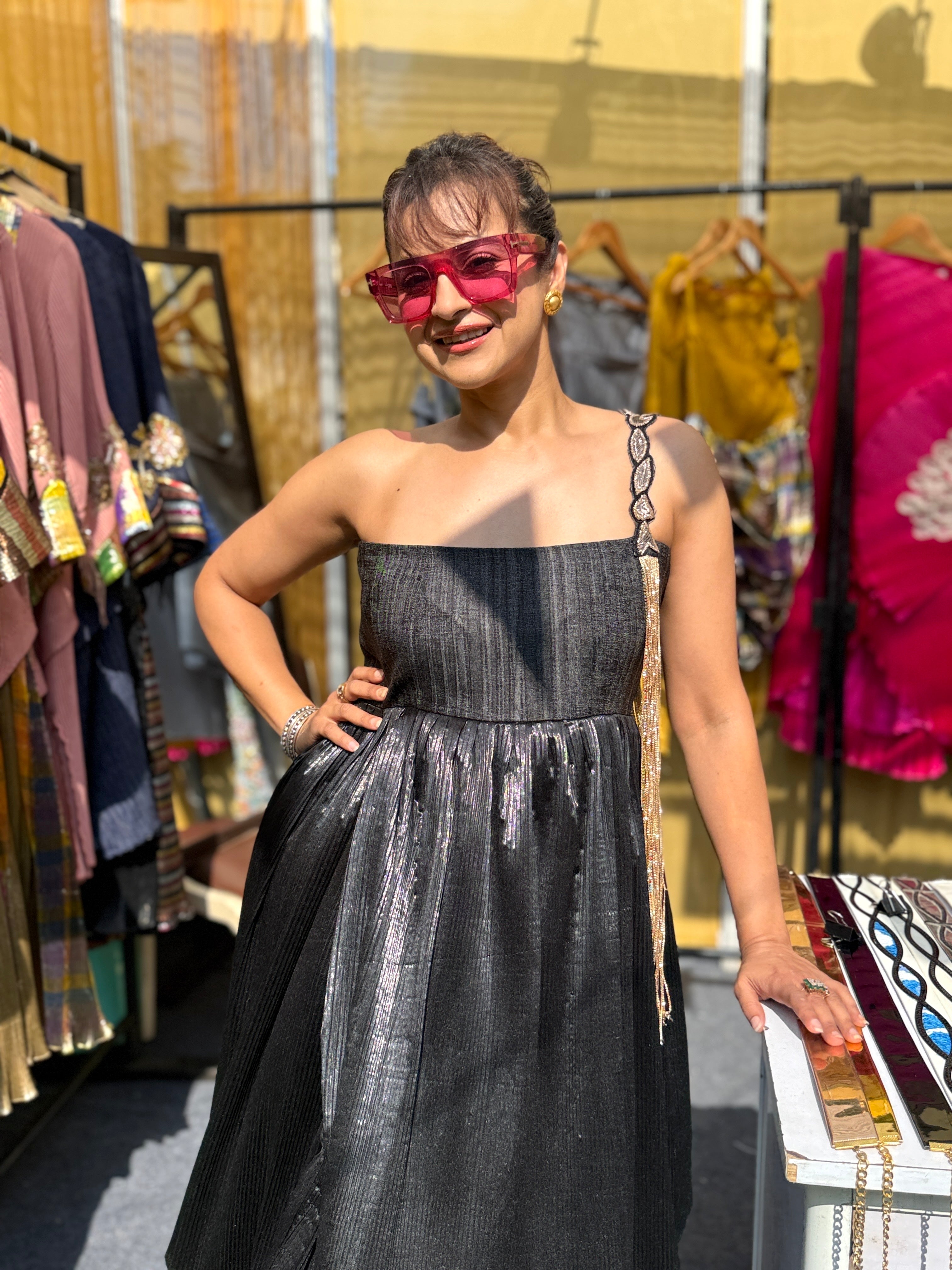 Haze peplum dress in Black