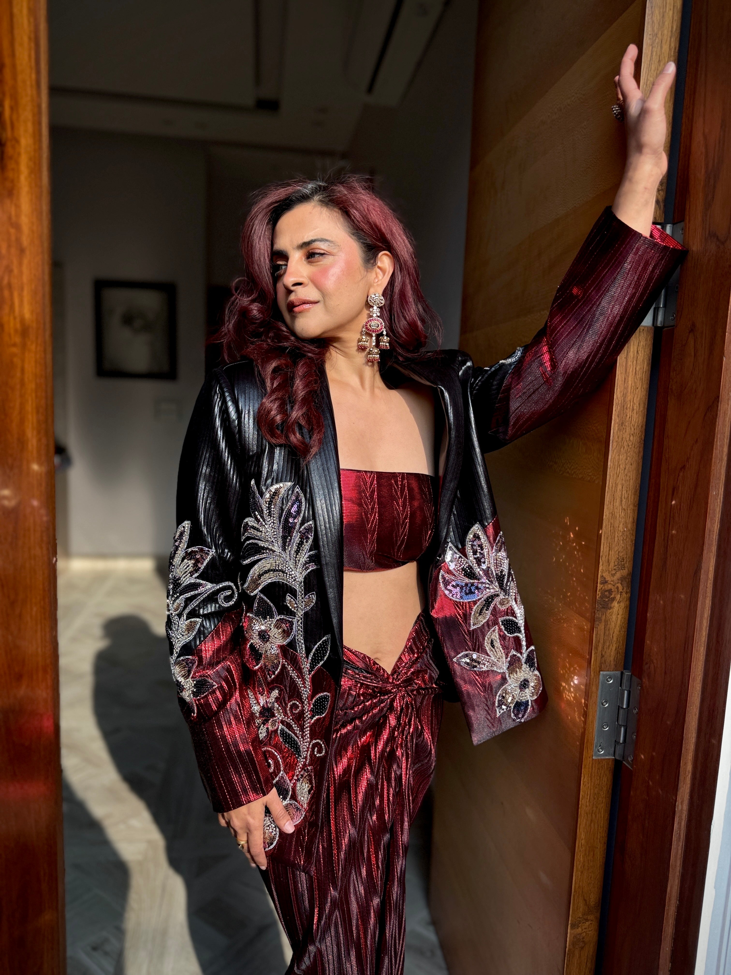 Rouge Obsidian Power Blazer  in Red and Black