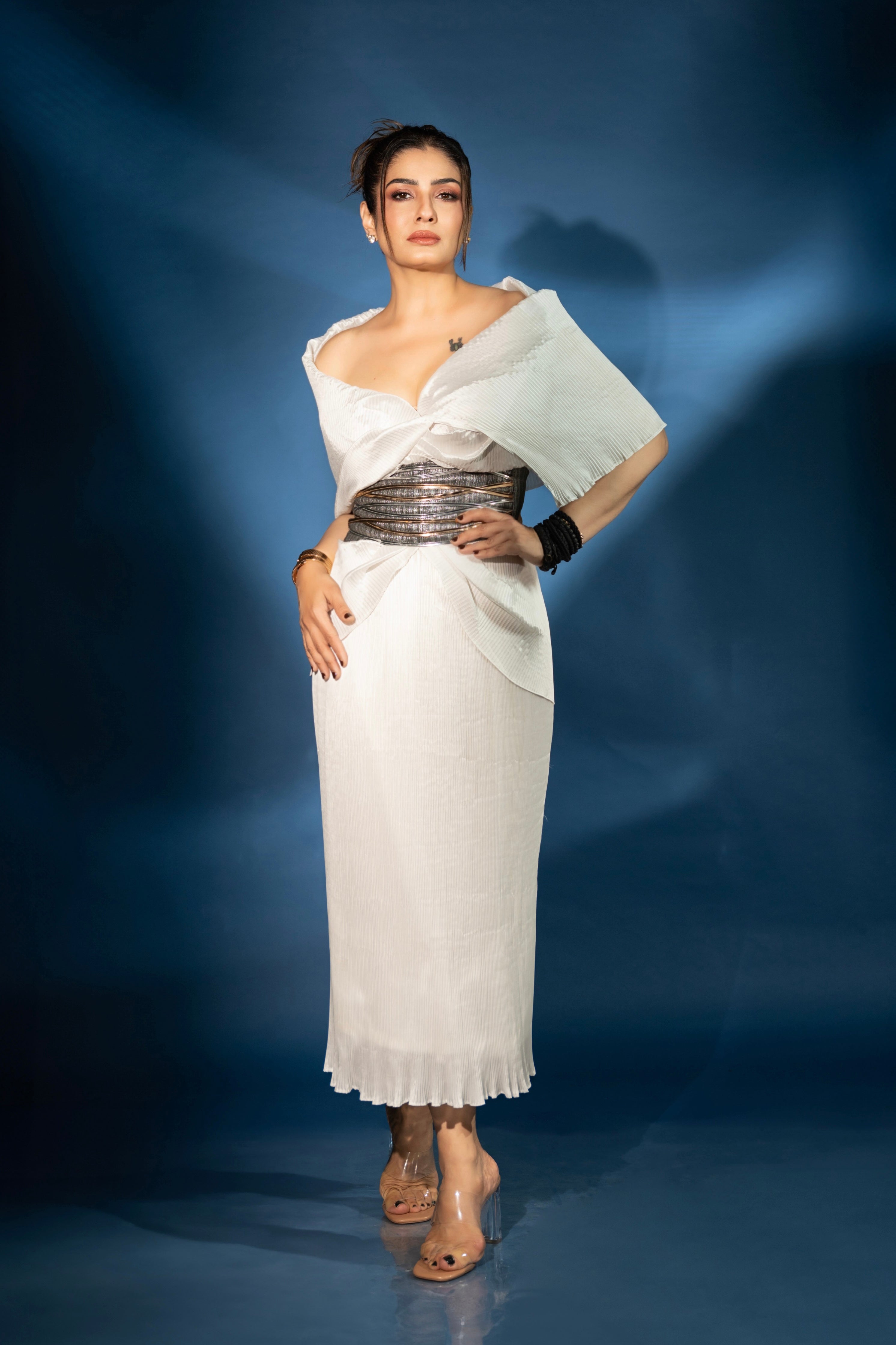 Silk Multi Drape Top in White