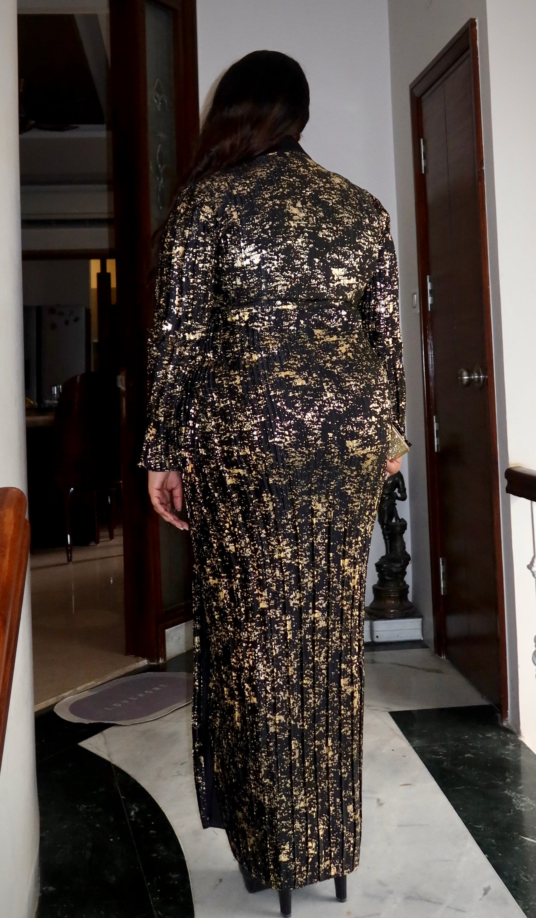 Midnight Fire Knot Dress in Black