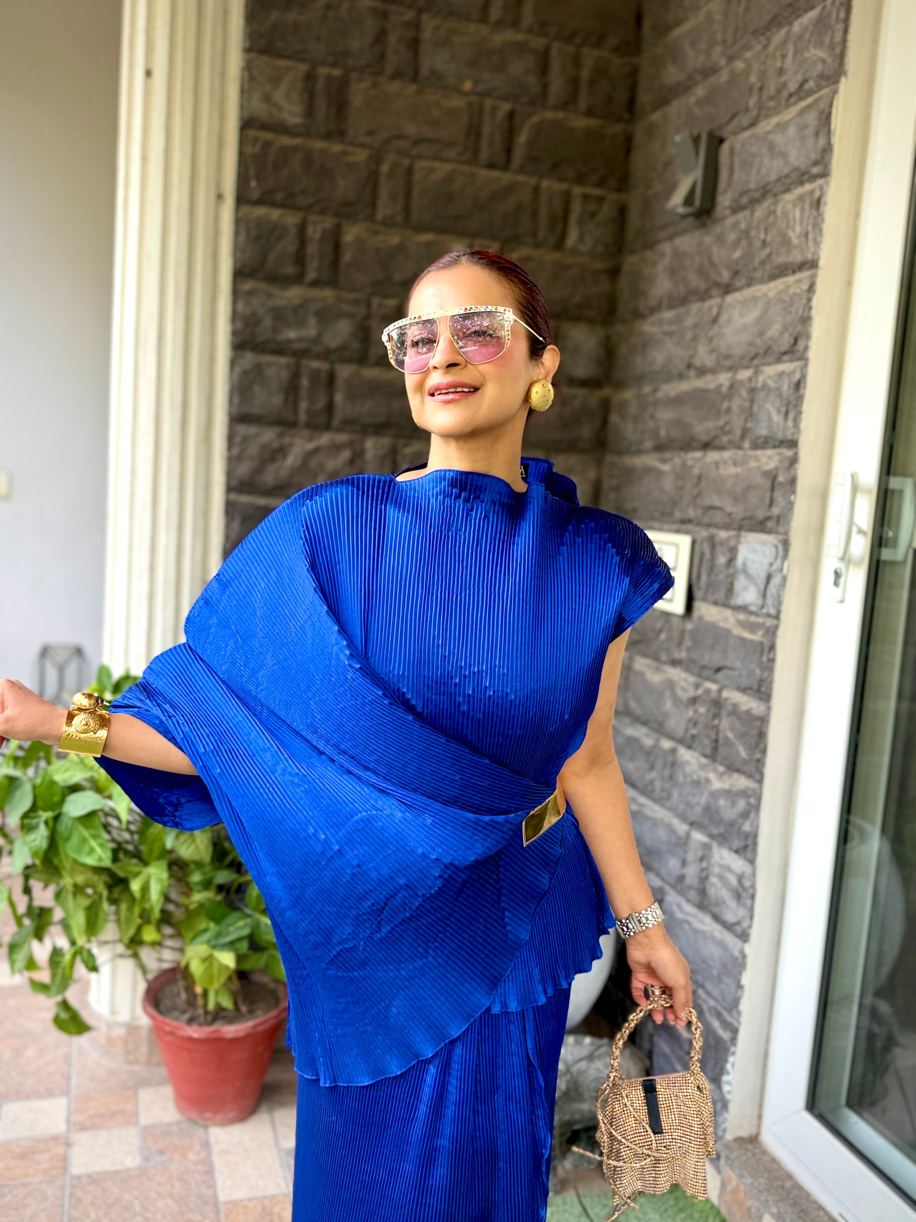 Sapphire Buckle Lunar Bloom Top in Electric Blue