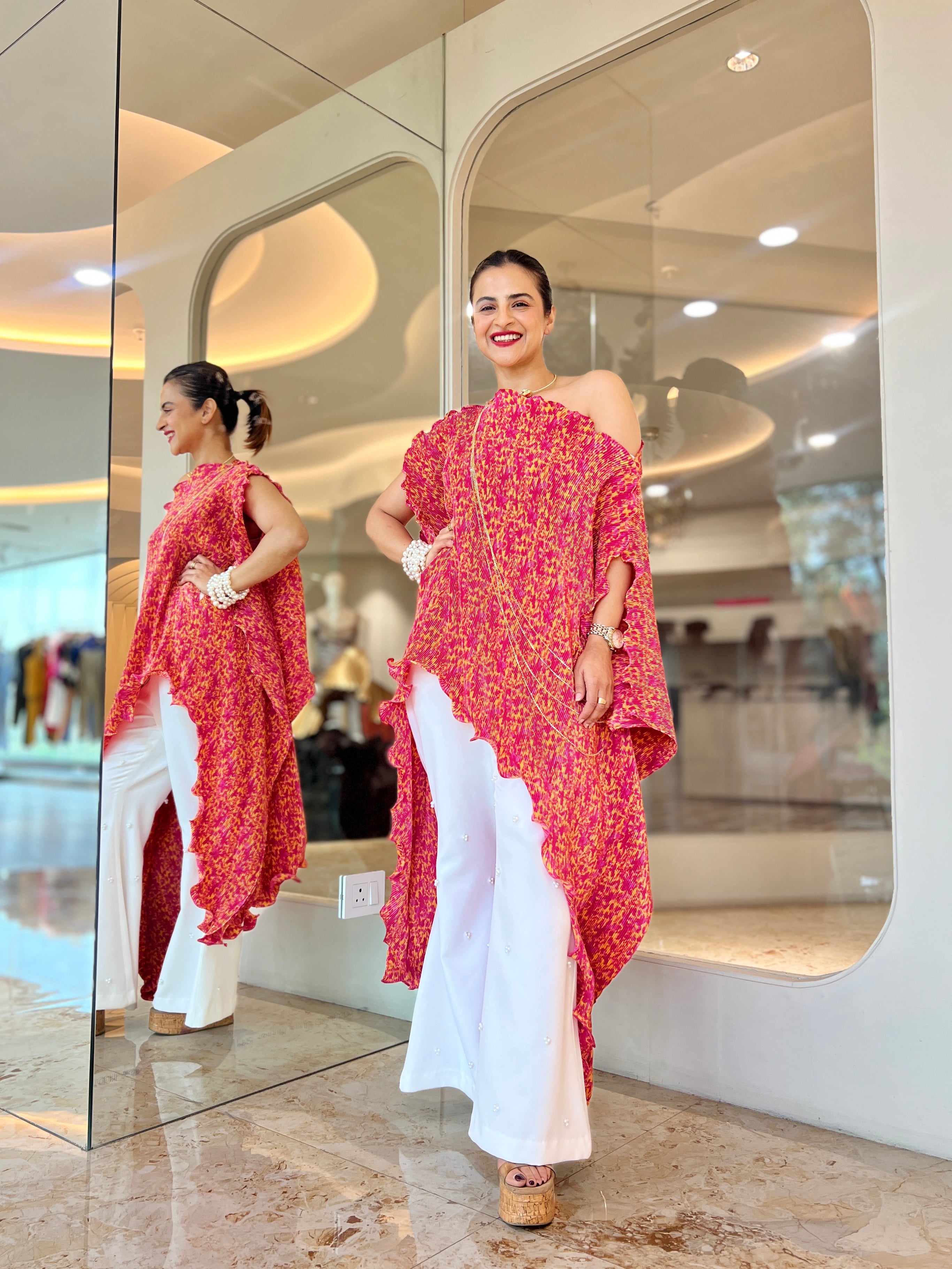 Pink floral kaftan moon set